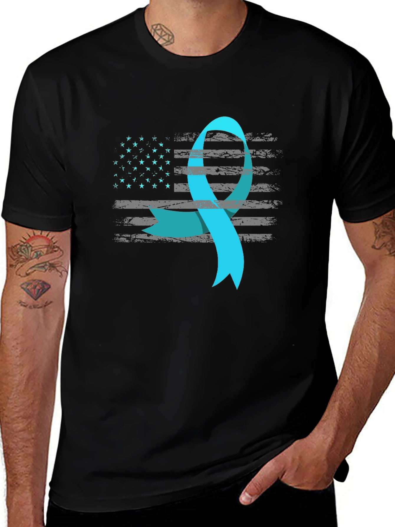 Awareness Ribbon USA Flag T-Shirt