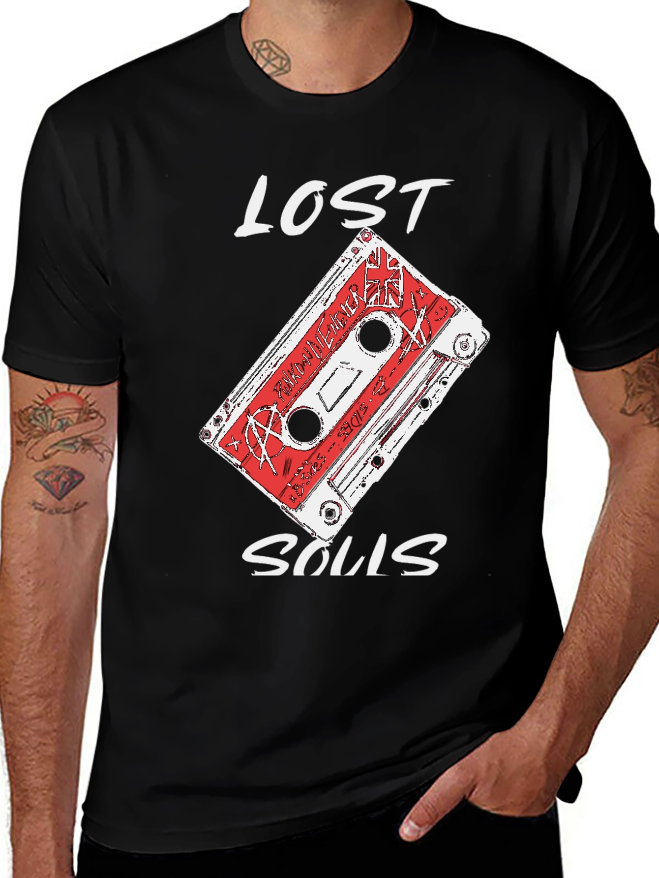 Variant 30 of Lost Souls Cassette Tape Graphic Tee - Black Cotton