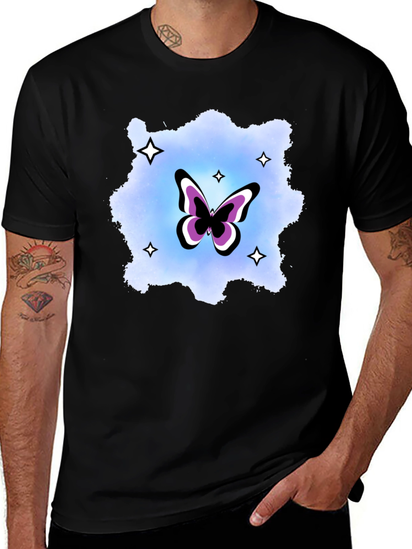 Black Butterfly Starburst Graphic T-Shirt main image