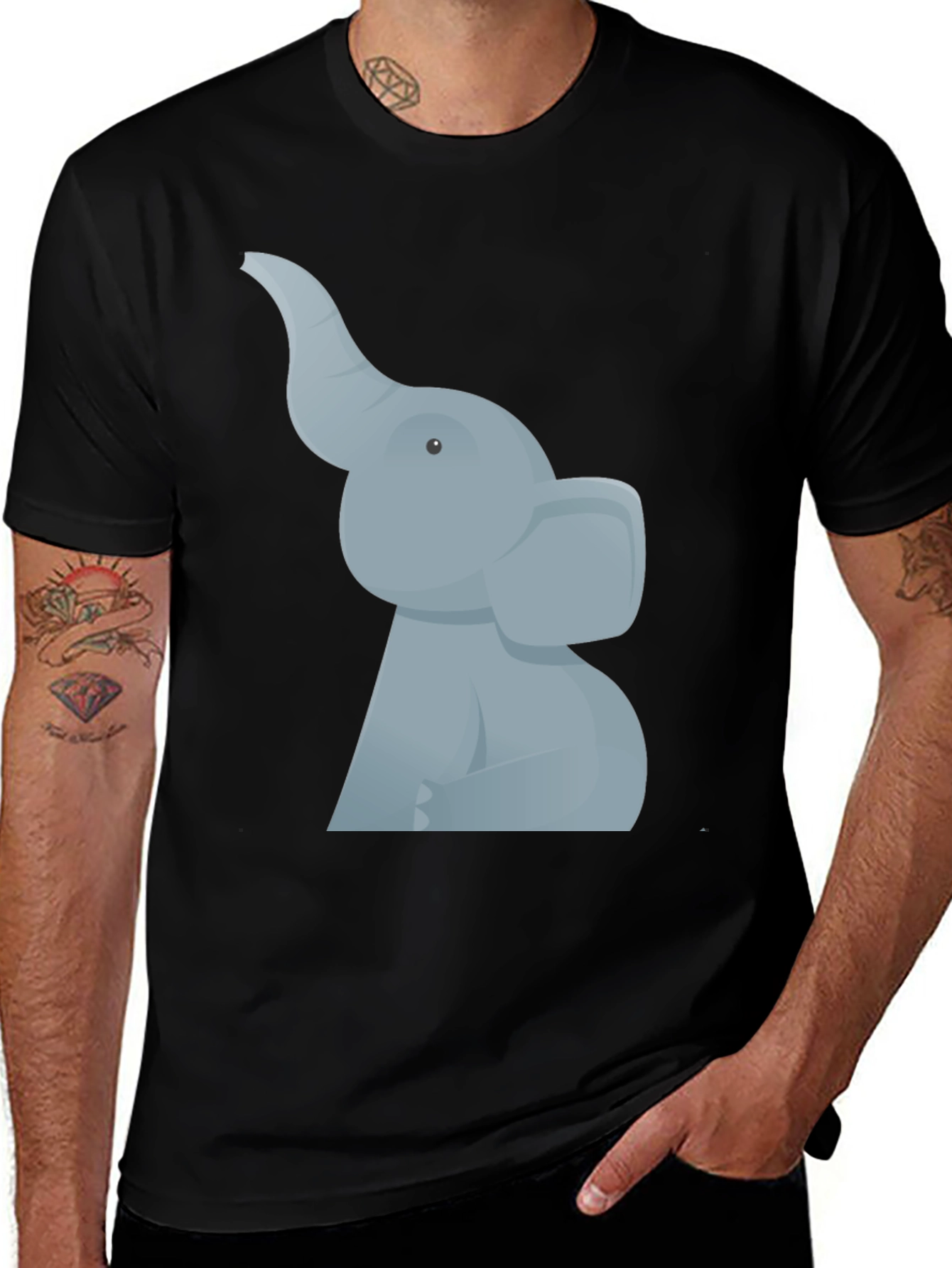 Variant 26 of Elephant Graphic Tee - Black Cotton T-Shirt