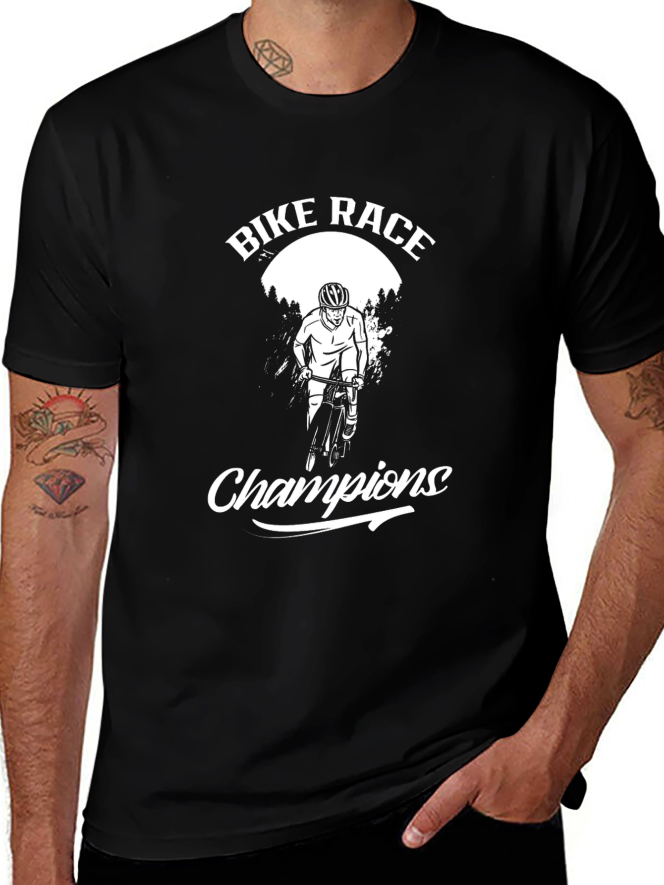 Variant 19 of Bike Race Champion Black T-Shirt