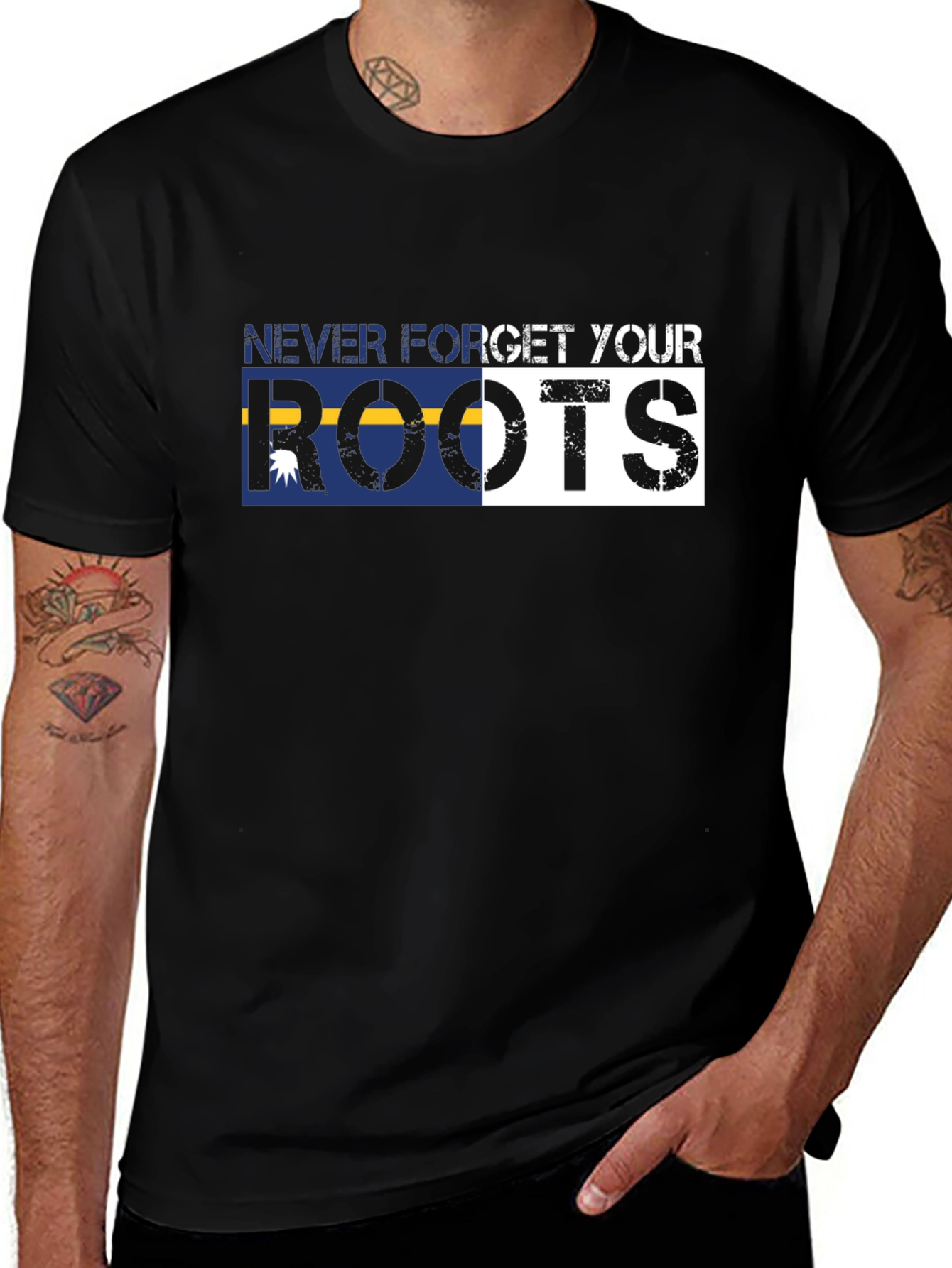 Variant 29 of Never Forget Your Roots Graphic Tee - Black