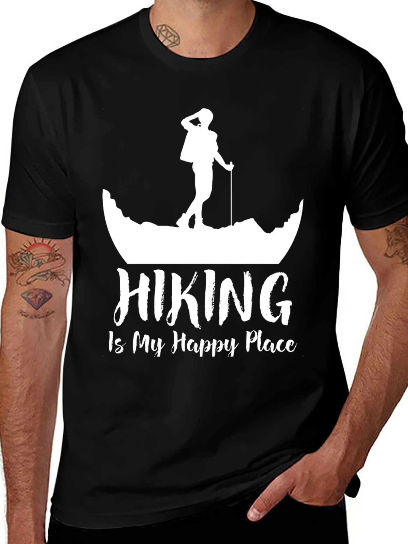 Variant 7 of Hiking Is My Happy Place Black T-Shirt