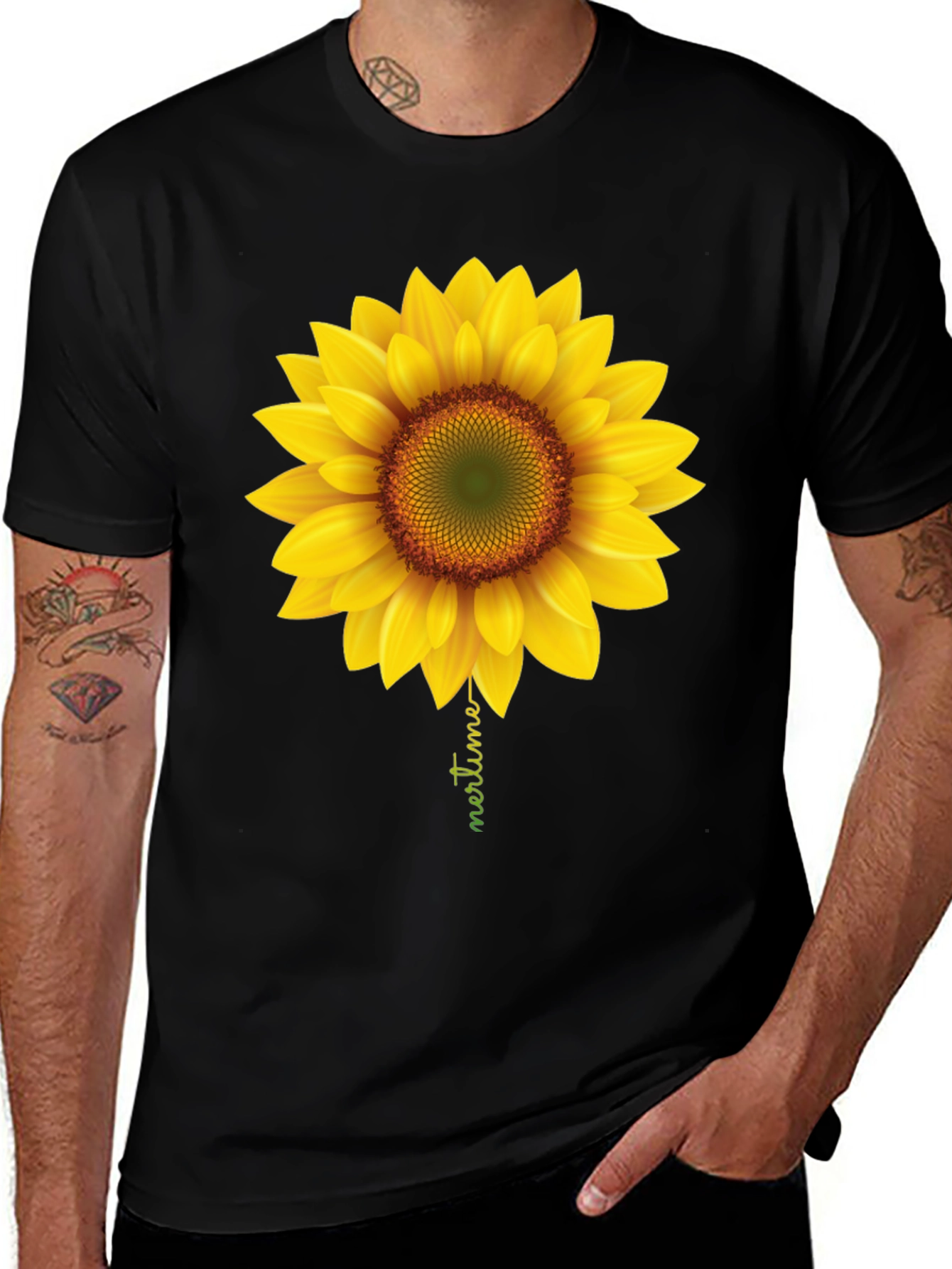 Variant 9 of Sunflower Graphic Print Men's Black T-Shirt
