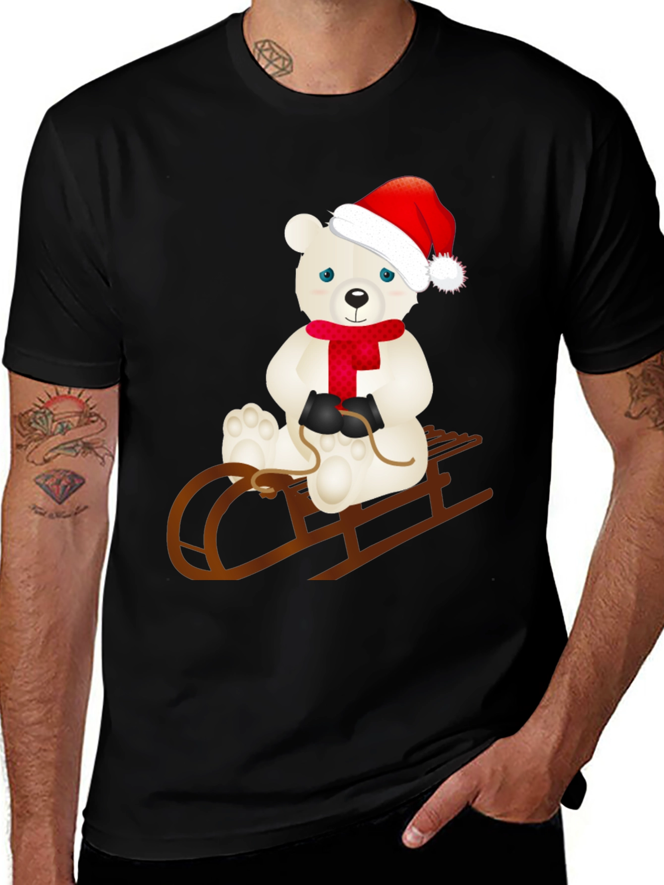 Variant 6 of Festive Polar Bear Sledding T-Shirt