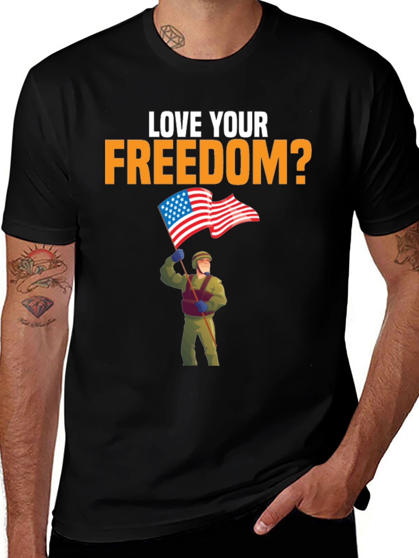 Variant 2 of Love Your Freedom T-Shirt Patriotic Design