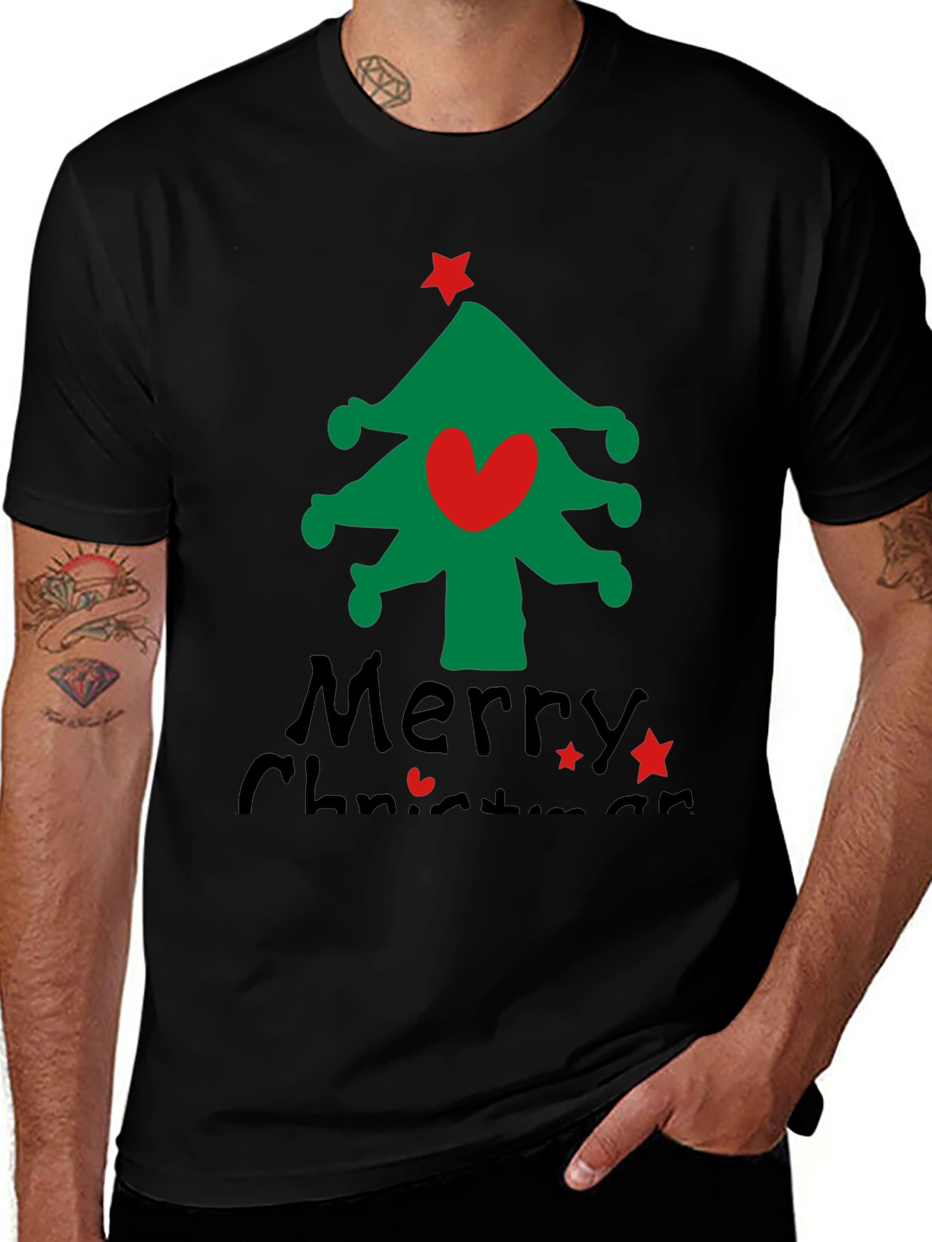 Festive Merry Christmas Tree Graphic Tee