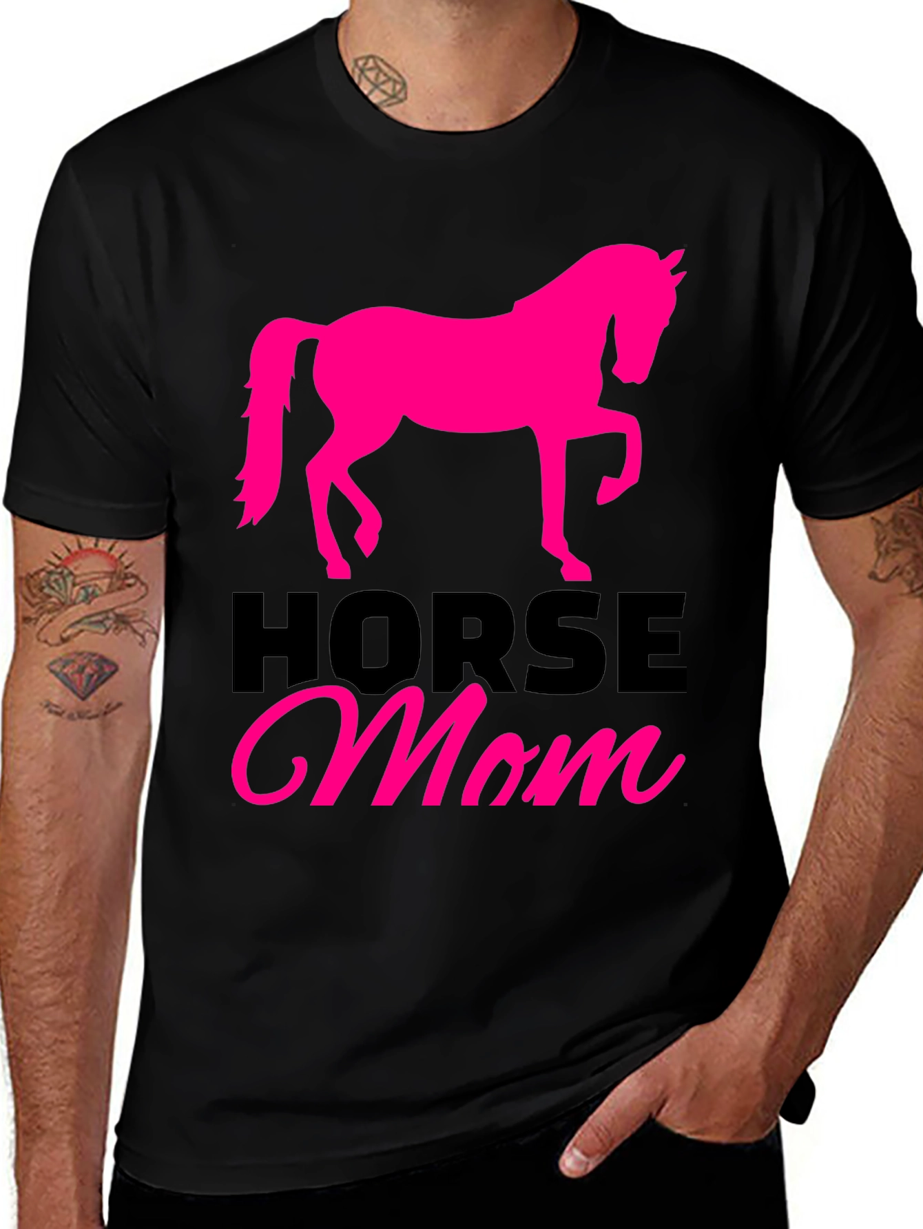 Variant 8 of Horse Mom Graphic Tee - Black