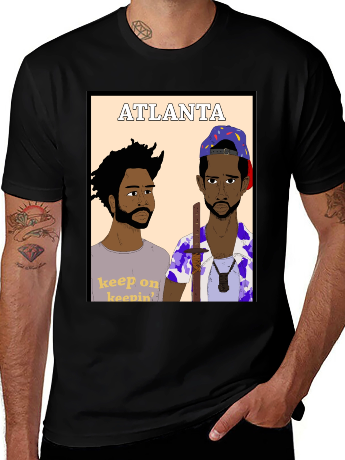 Atlanta Cartoon Style Black T-Shirt
