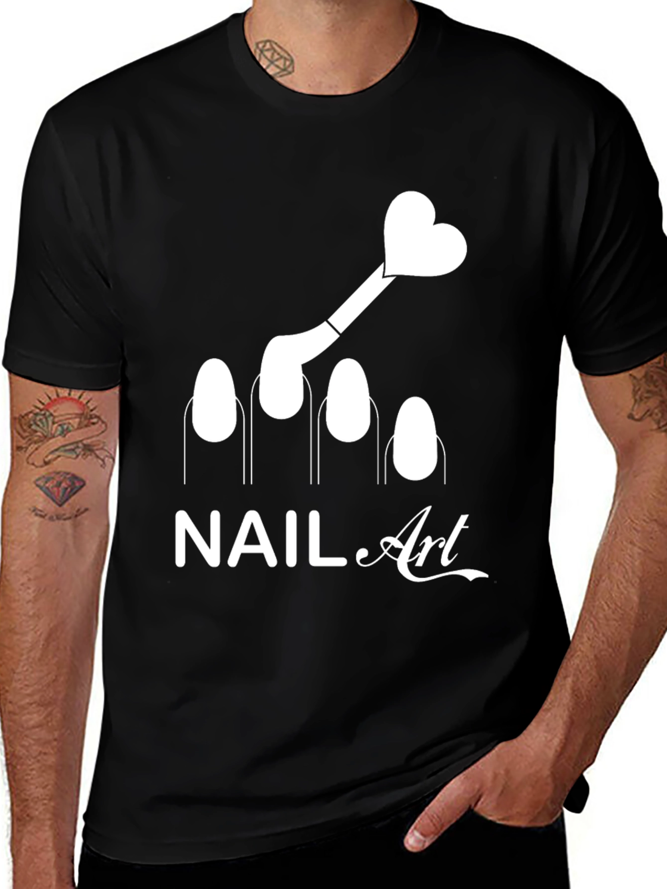 Variant 29 of Nail Art T-Shirt - Heart Design Fashion Tee