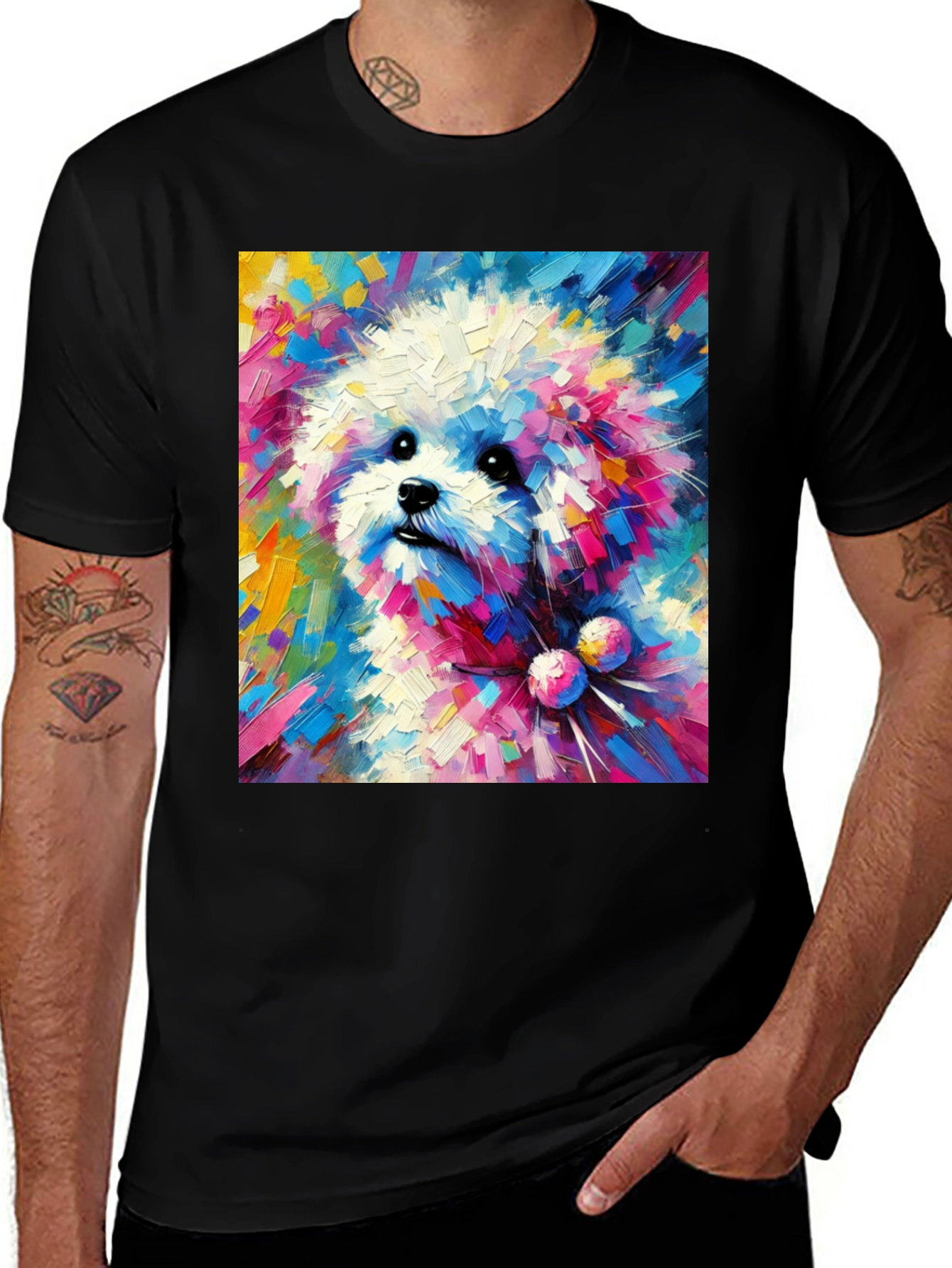 Variant 24 of Colorful Dog Art Graphic T-Shirt