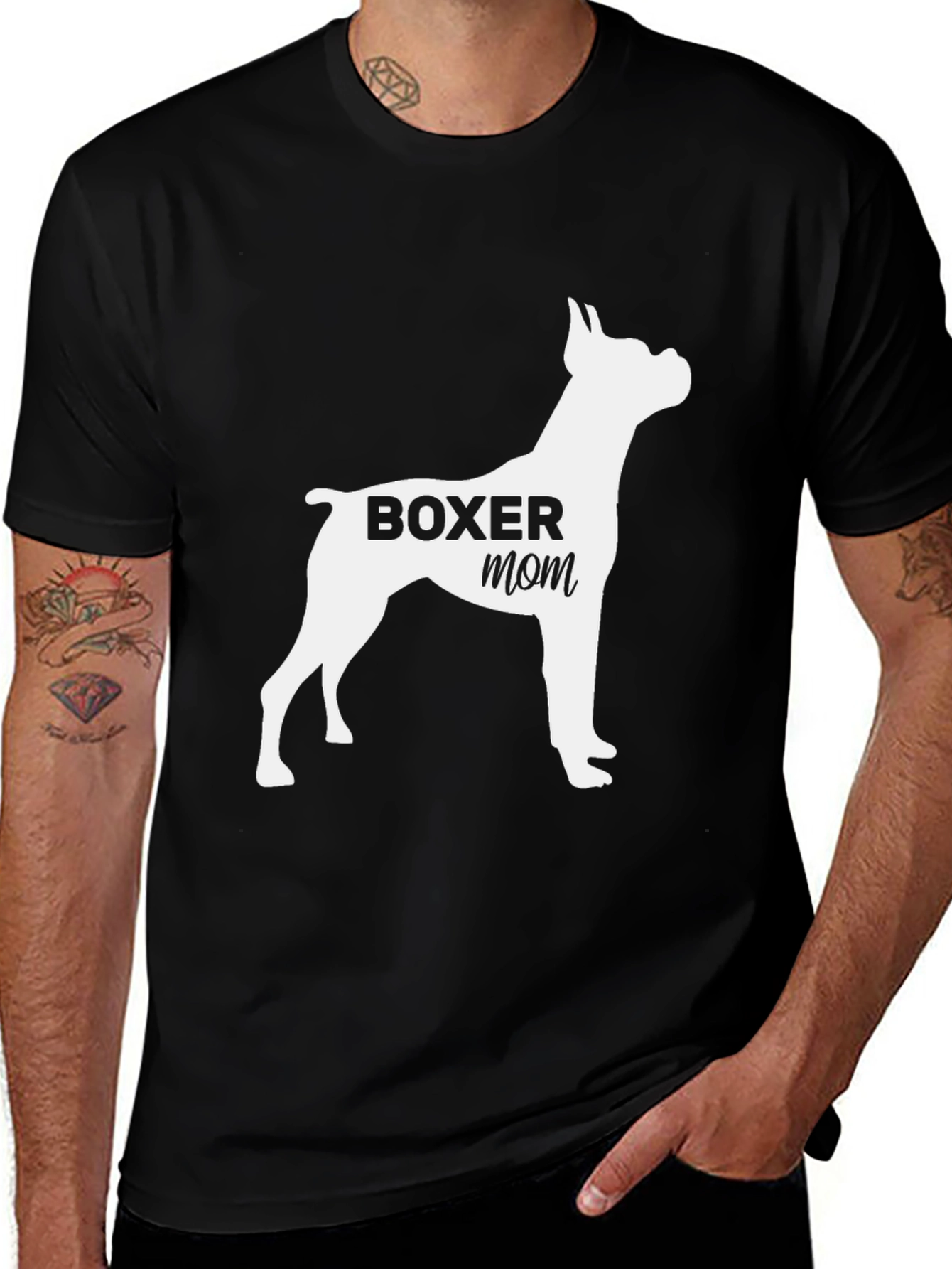 Boxer Mom Black T-Shirt: Dog Lover Apparel