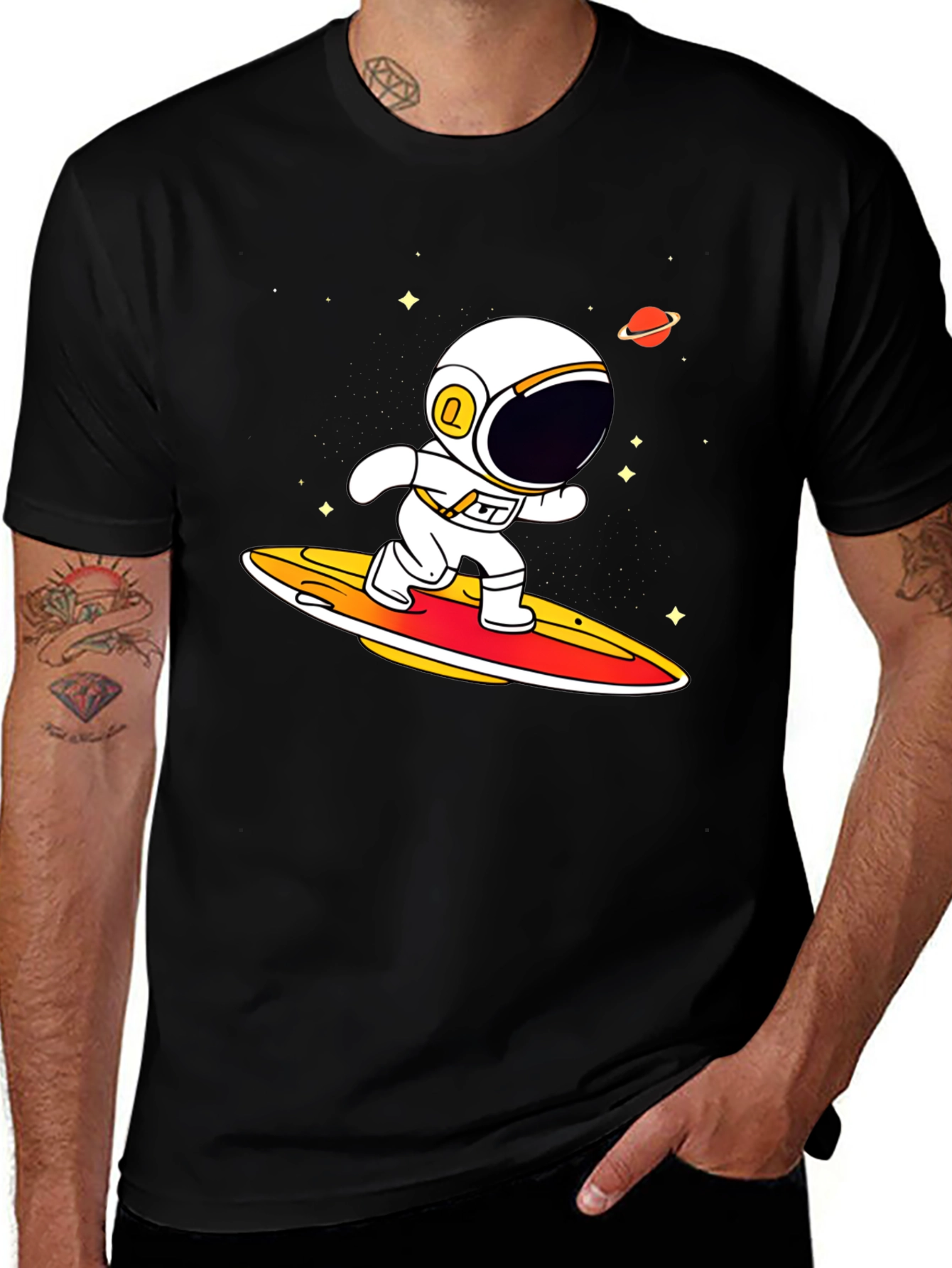 Variant 9 of Astronaut Surfing T-Shirt - Space Graphic Tee