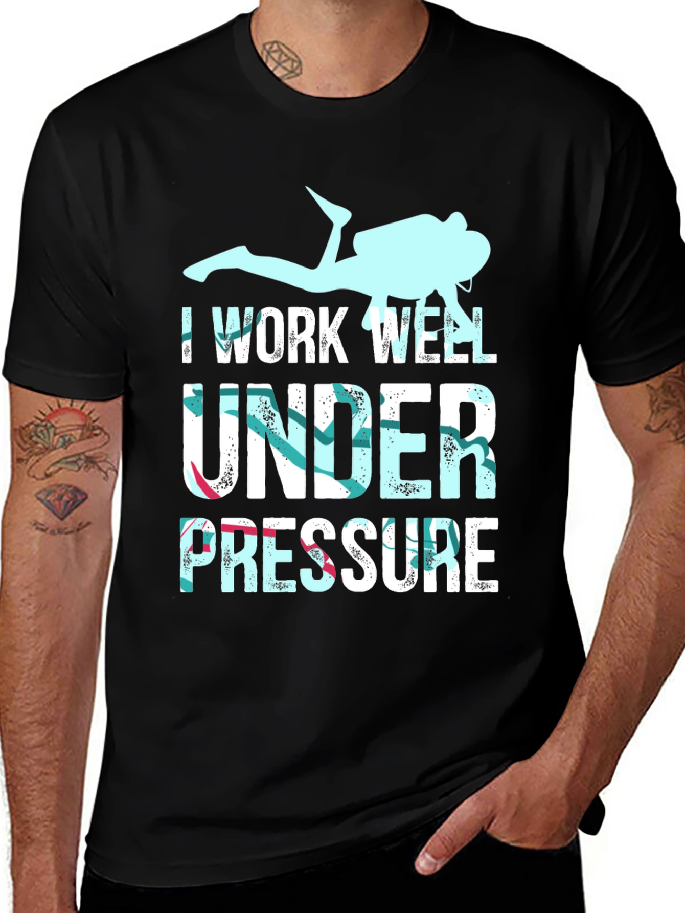 Variant 29 of I Work Well Under Pressure Scuba Diver T-Shirt