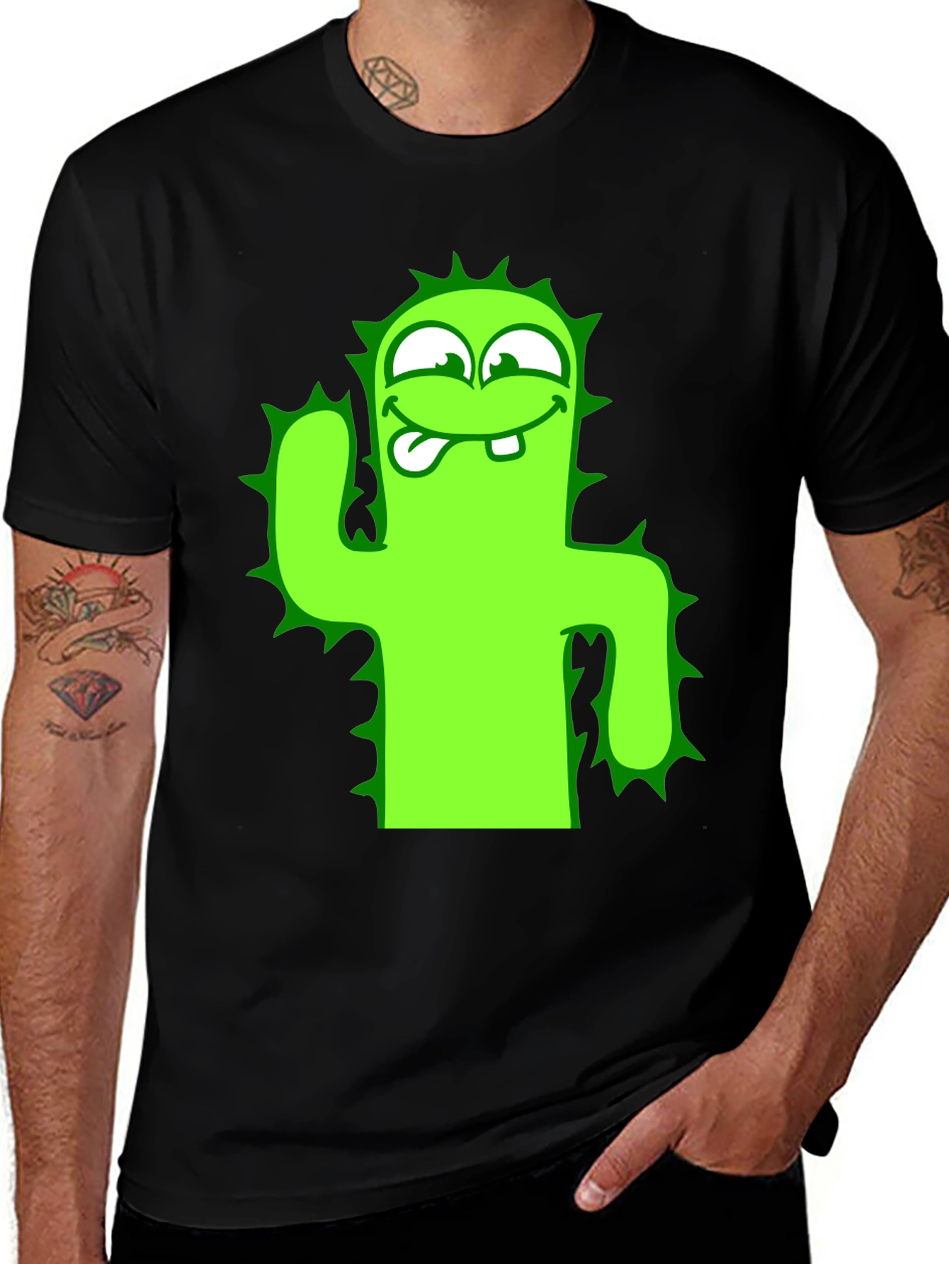 Variant 30 of Funny Cactus Graphic Tee - Black T-Shirt