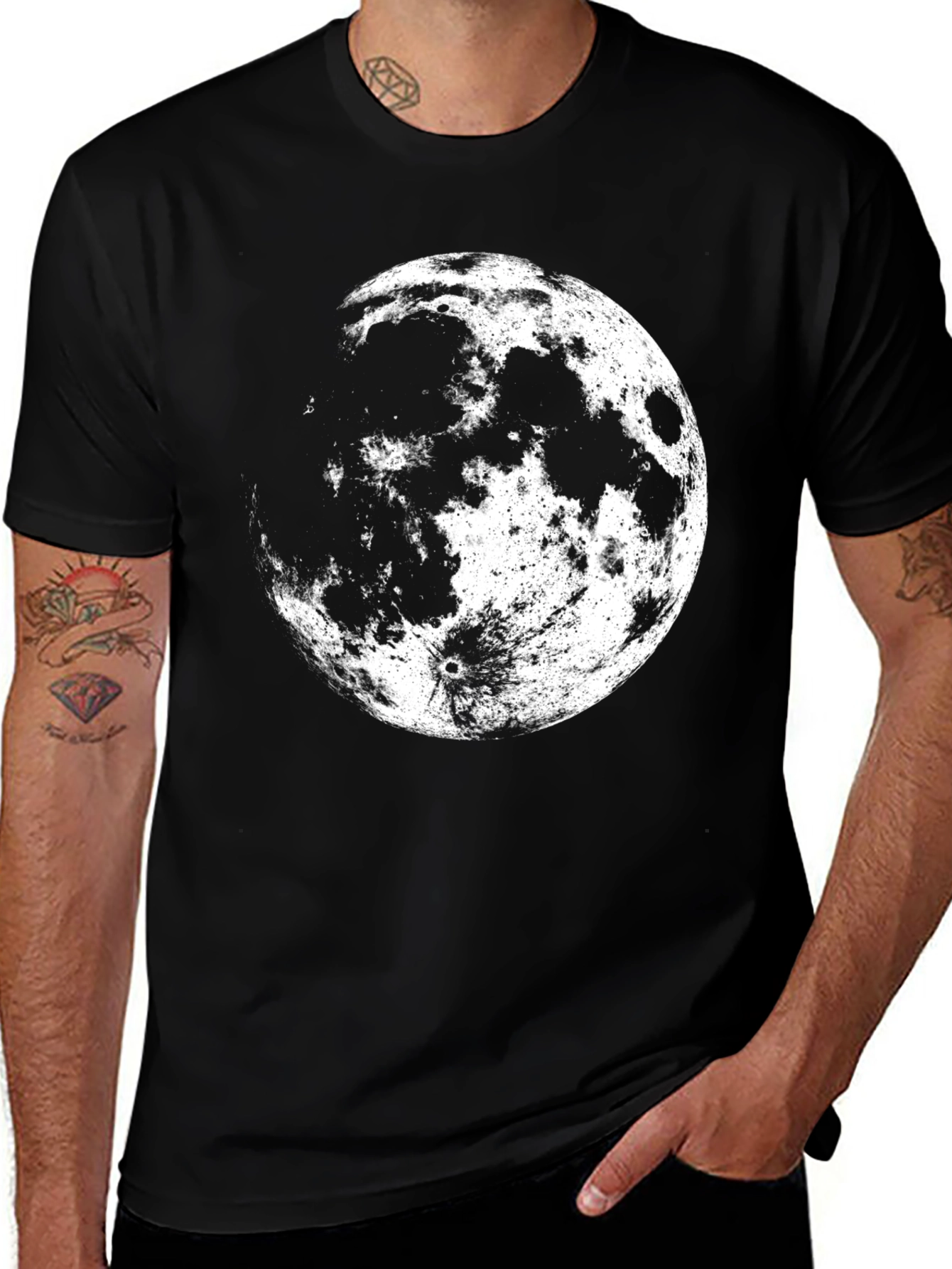 Variant 19 of Moon Graphic Black T-Shirt