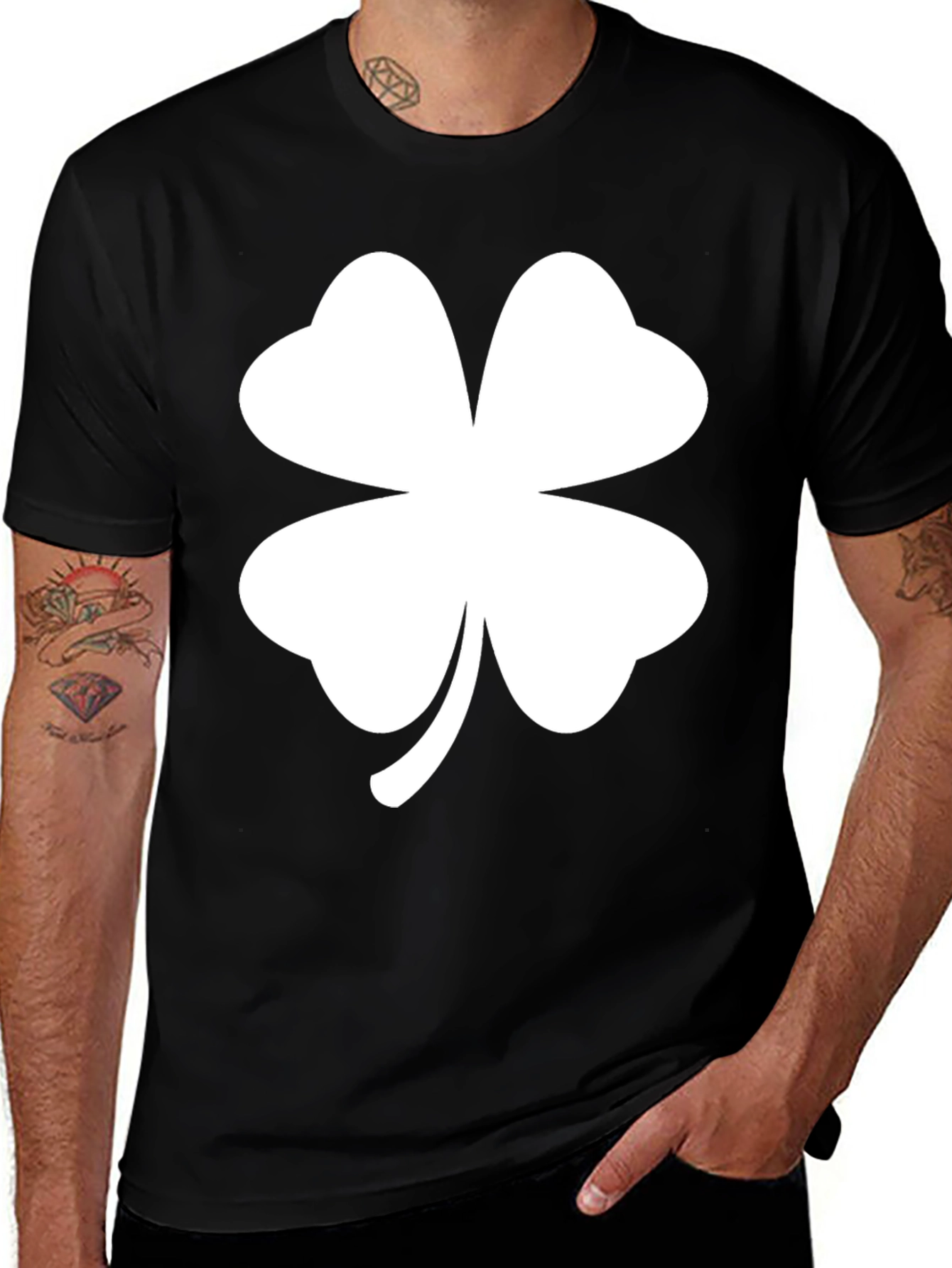 Variant 28 of St. Patrick's Day Shamrock T-Shirt - Black