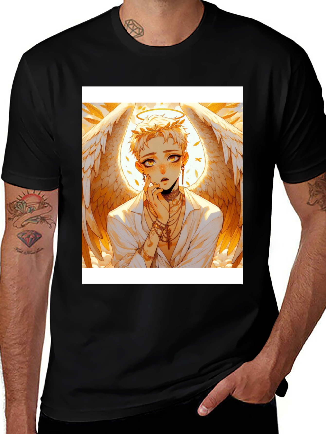 Black Anime Angel T-Shirt - Unique Graphic Tee for Style main image
