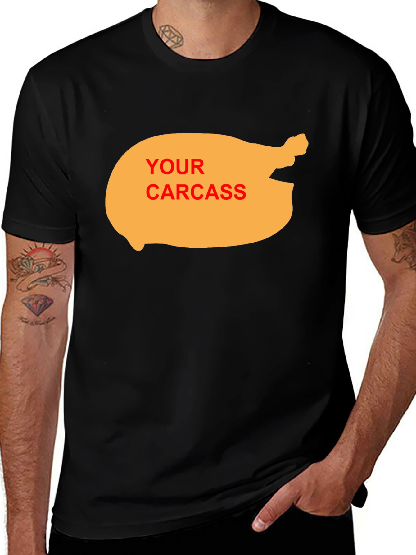 Variant 27 of Humorous 'Your Carcass' Graphic T-Shirt - Black