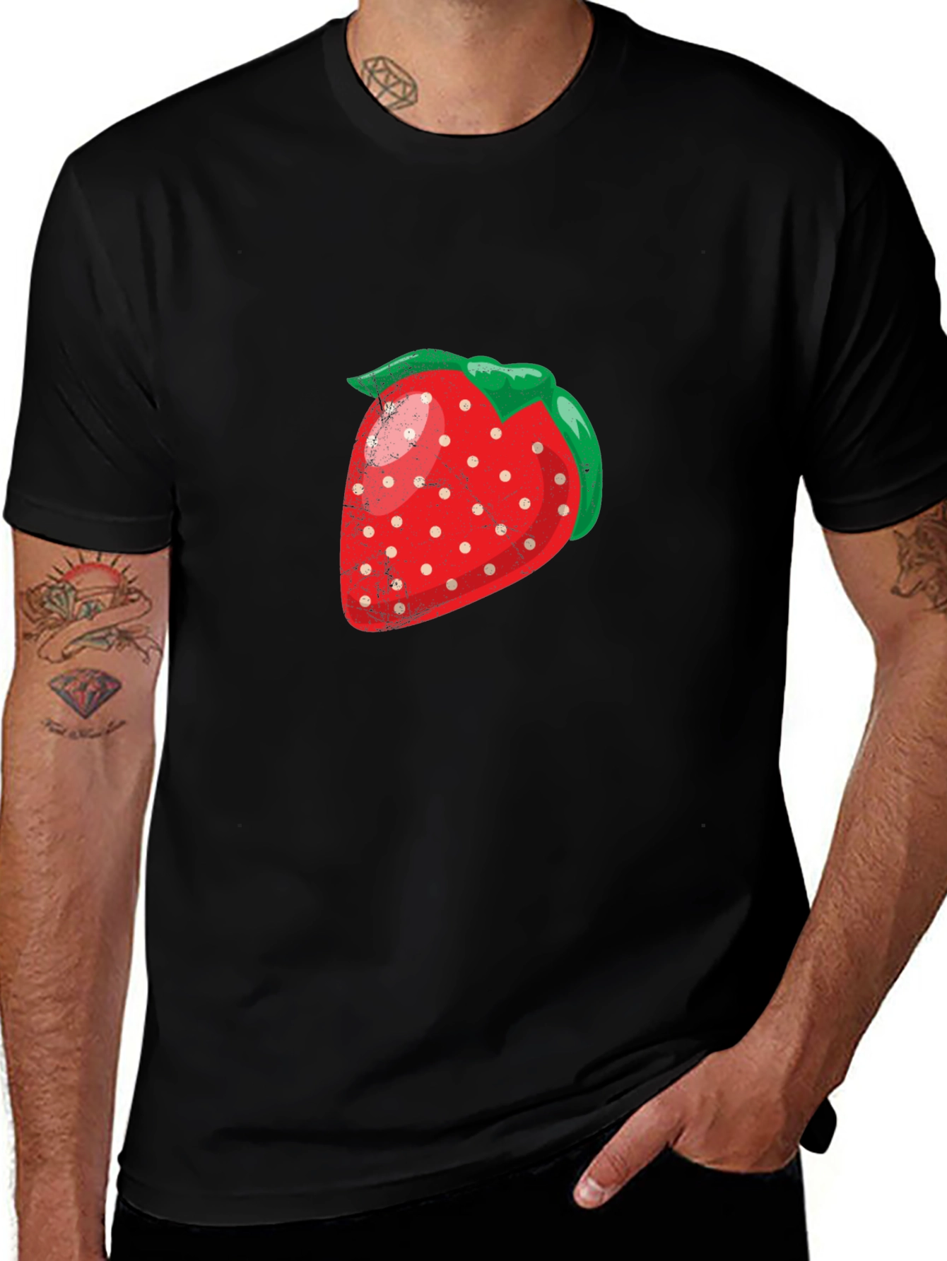 Variant 7 of Strawberry Graphic Black T-Shirt