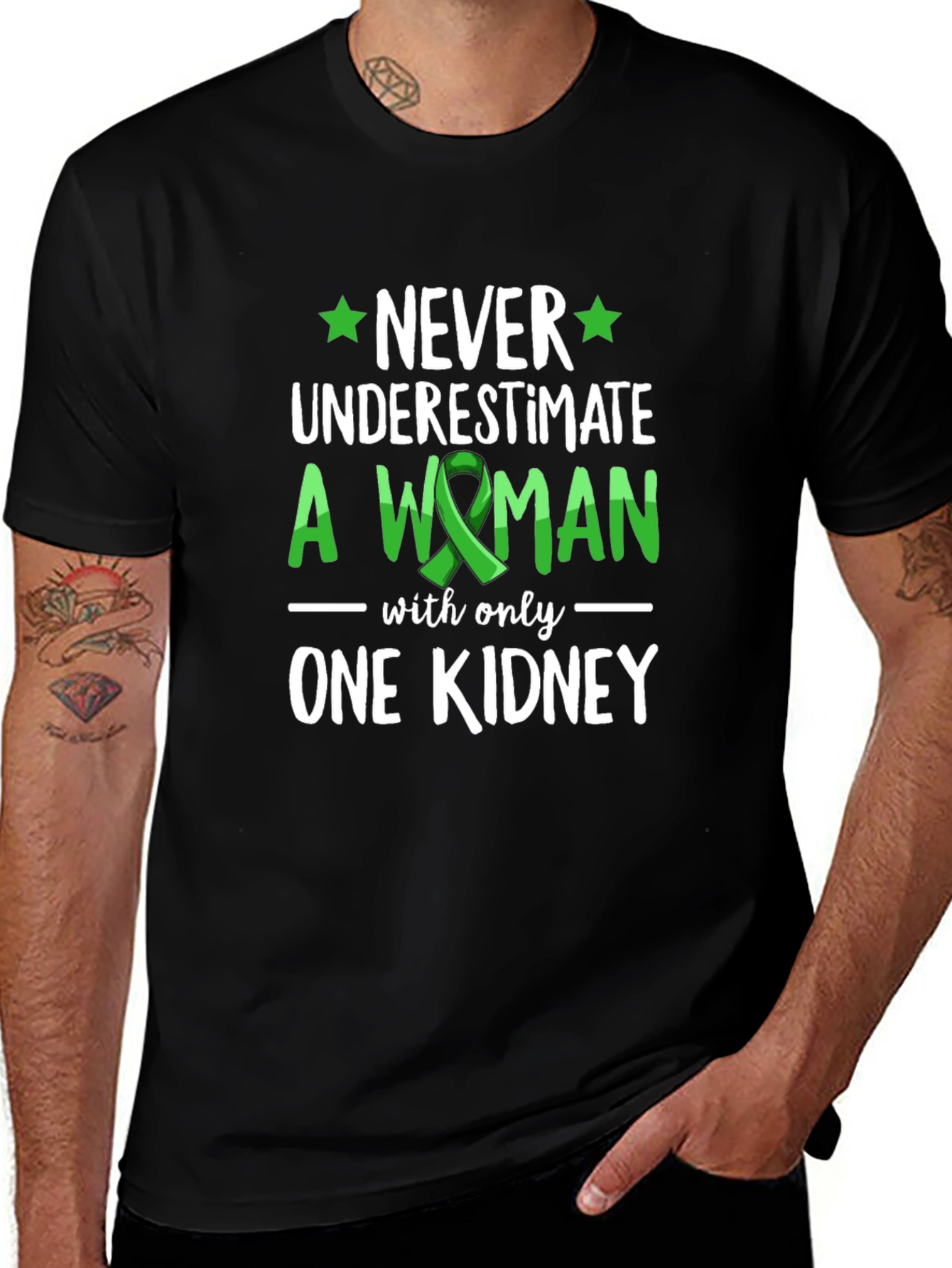 Never Underestimate Woman One Kidney Awareness Tee