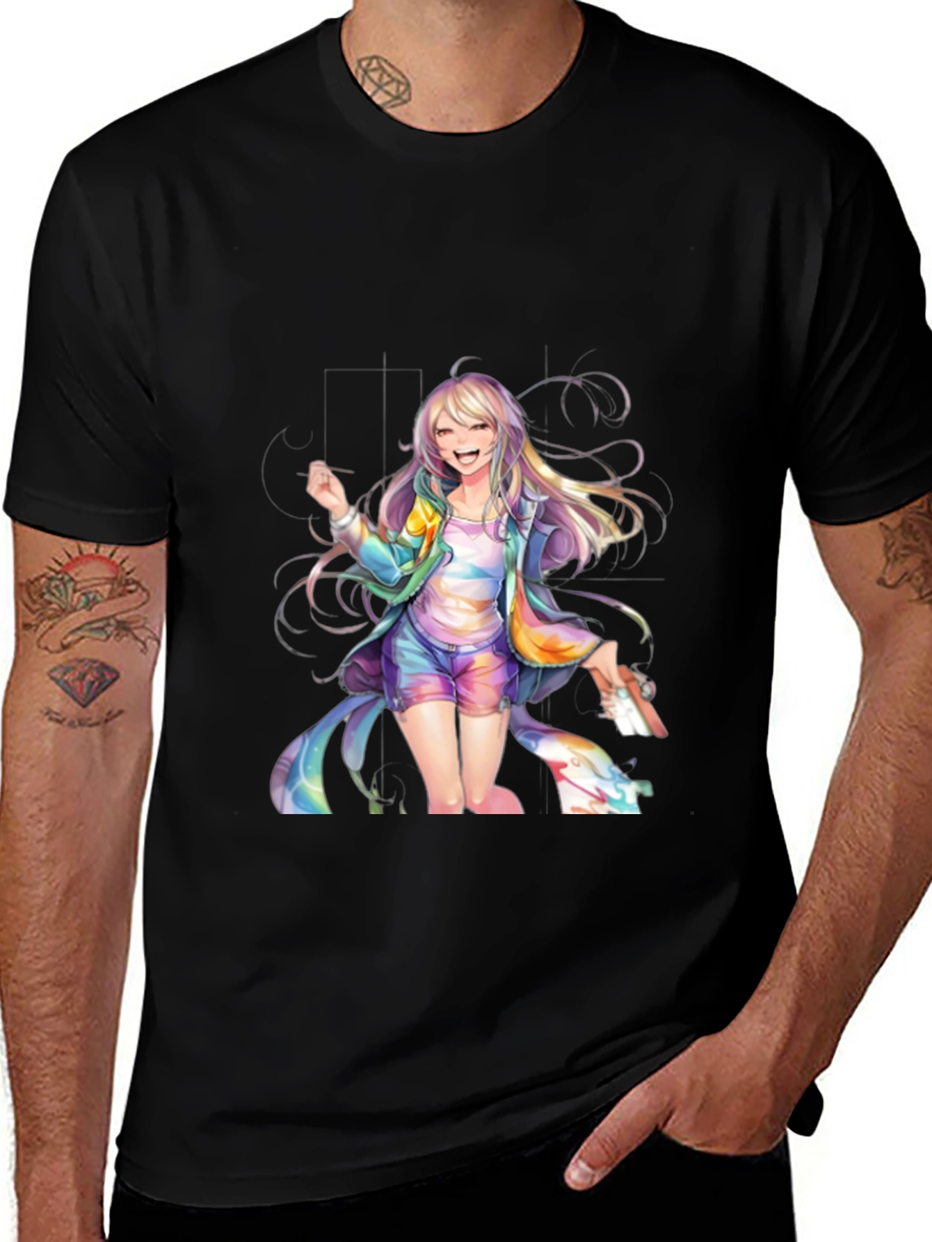 Variant 12 of Anime Girl Graphic T-Shirt - Men's Casual Tee