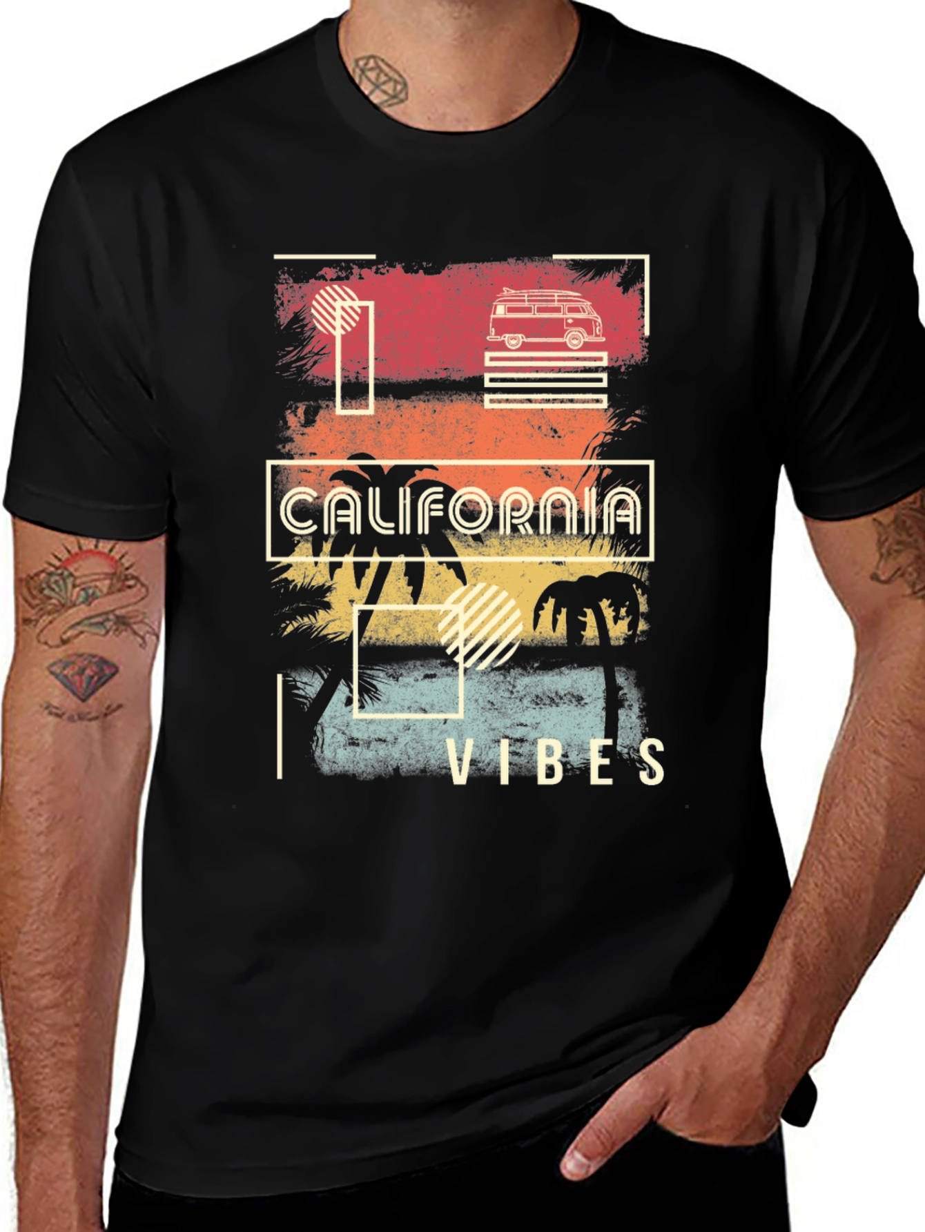 Variant 3 of California Vibes Graphic T-Shirt - Retro Surf Van