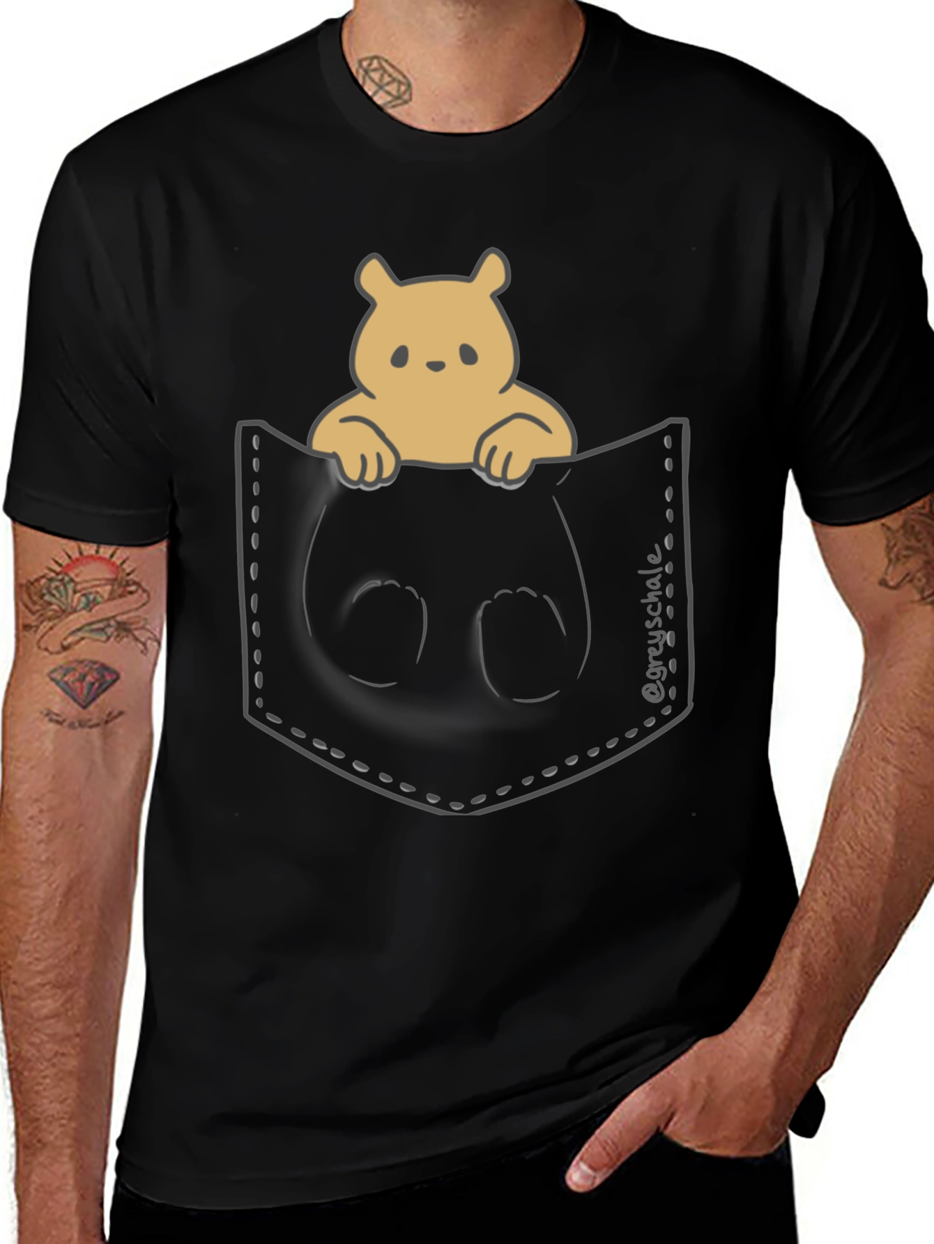Variant 14 of Cute Bear Pocket T-Shirt - Soft & Stylish