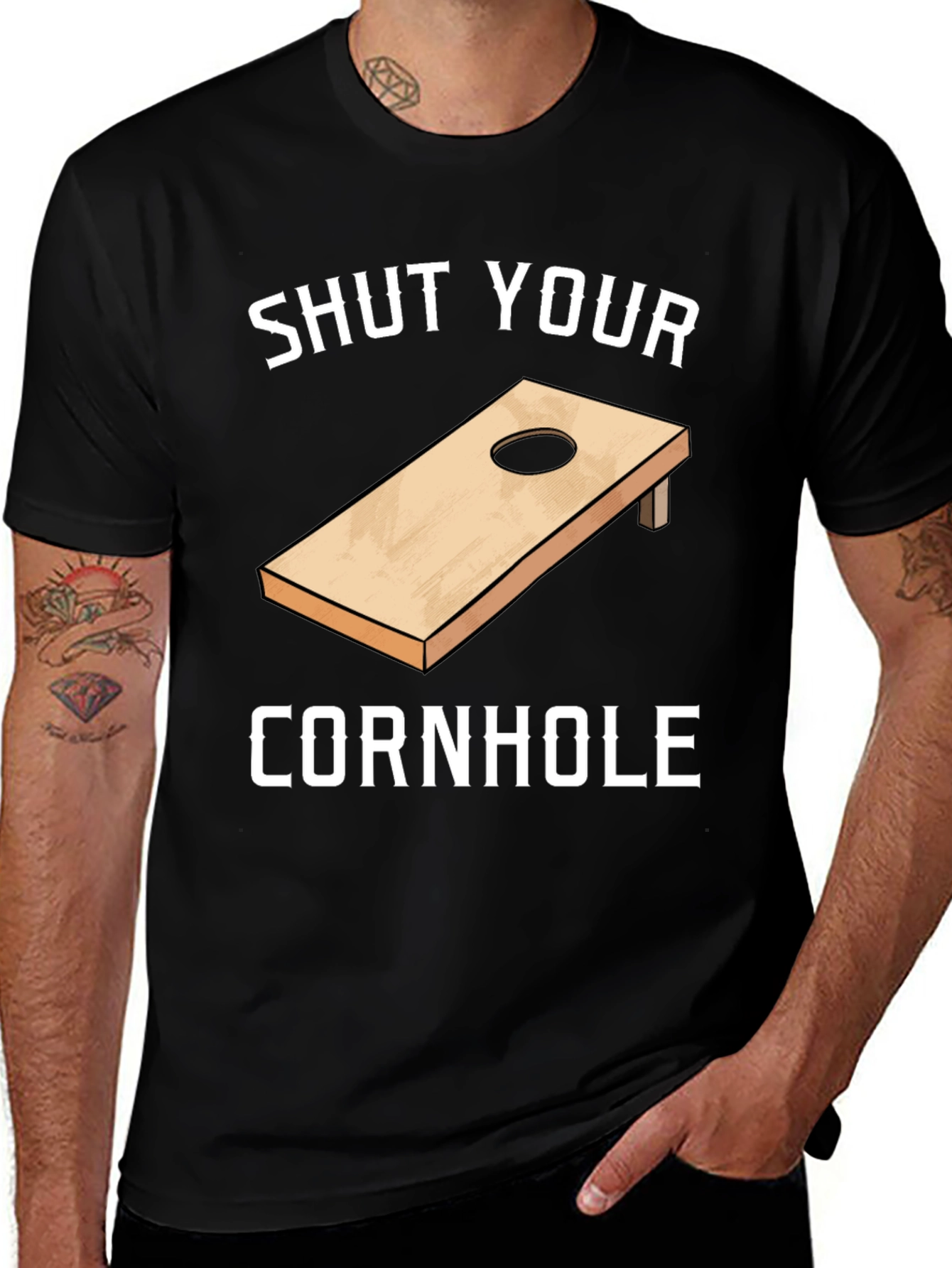 Variant 25 of Shut Your Cornhole Graphic T-Shirt