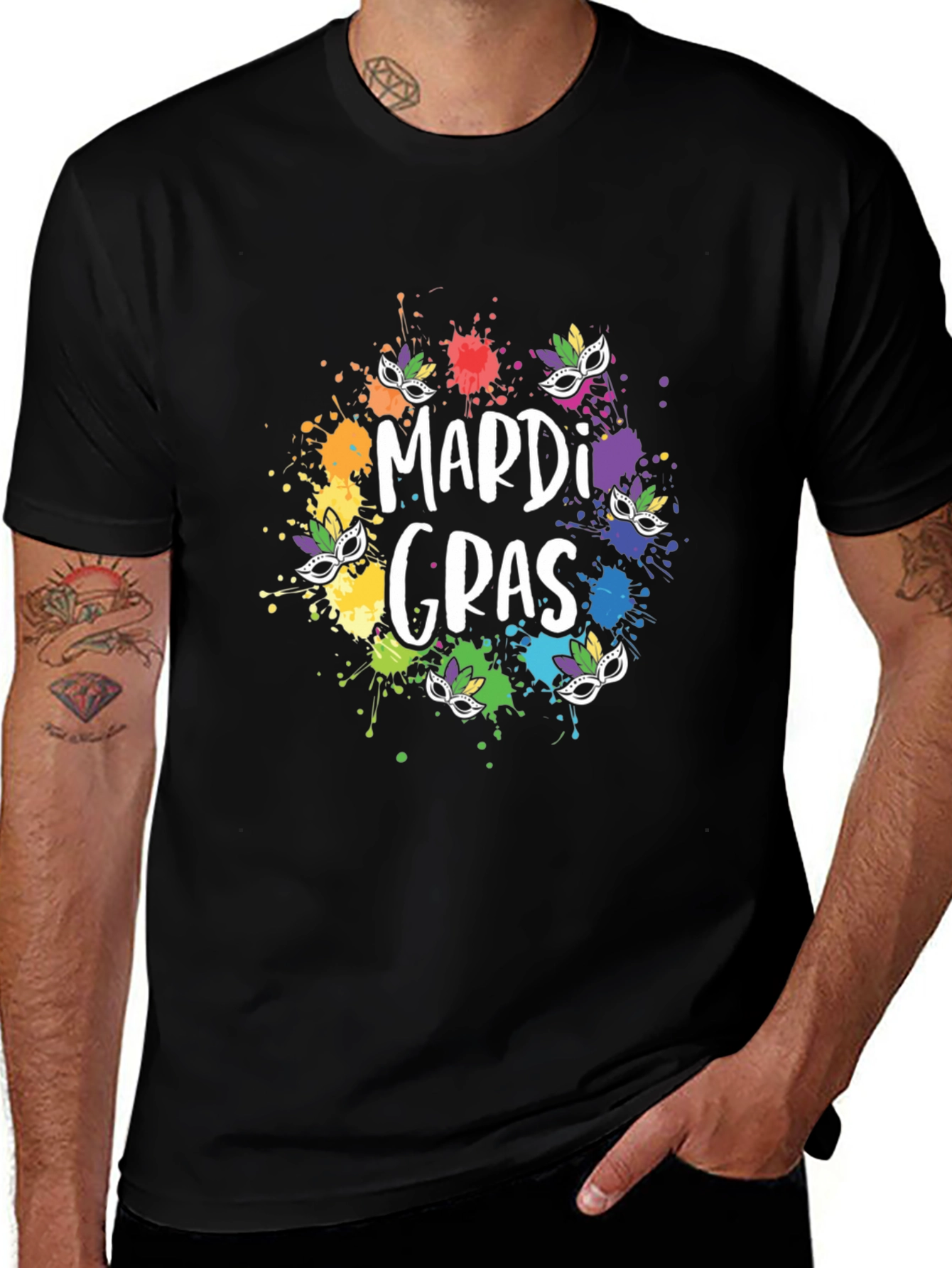 Variant 15 of Mardi Gras Colorful Splatter Tee
