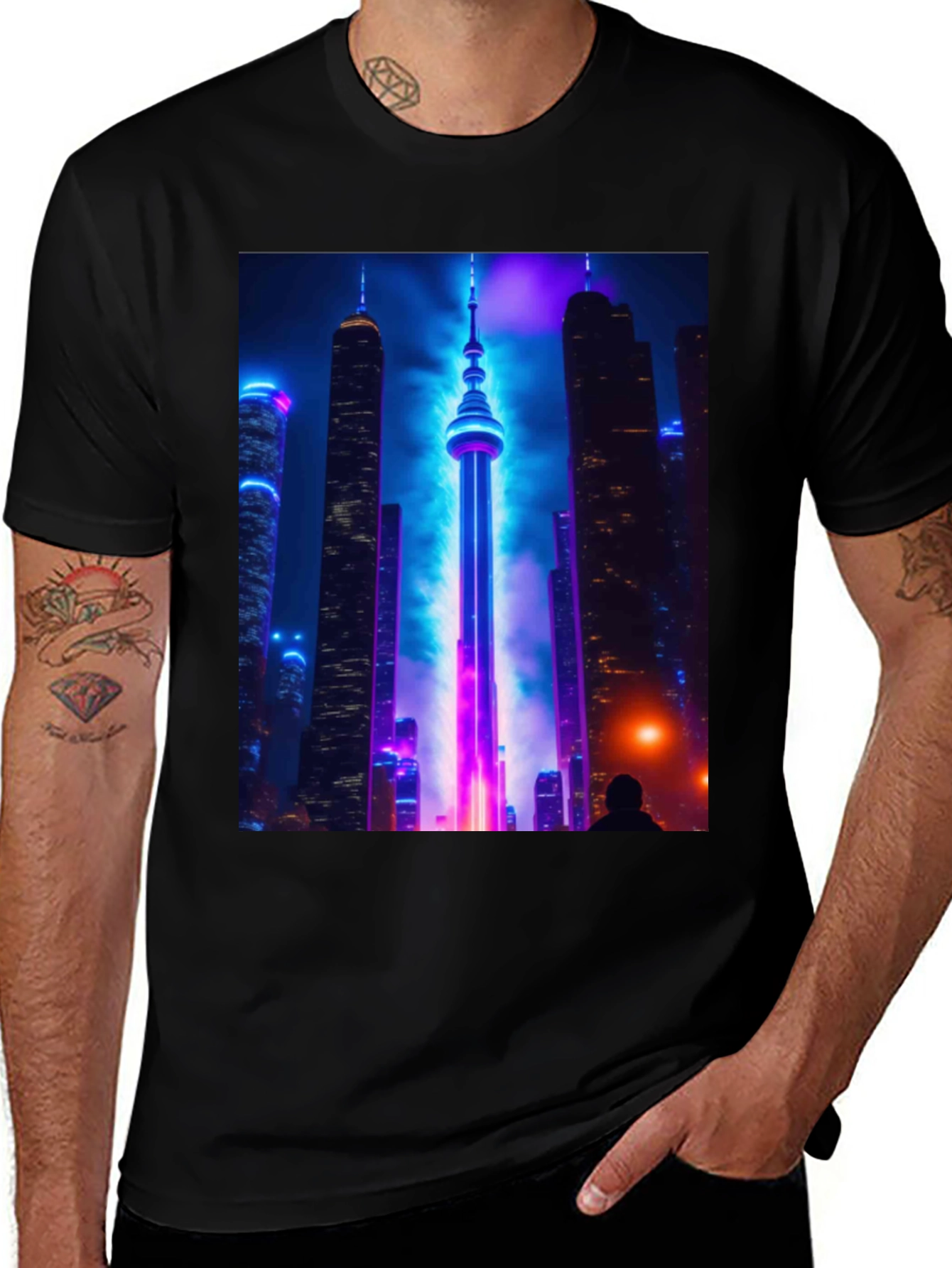 Toronto Cityscape T-Shirt - Neon Lights Tee