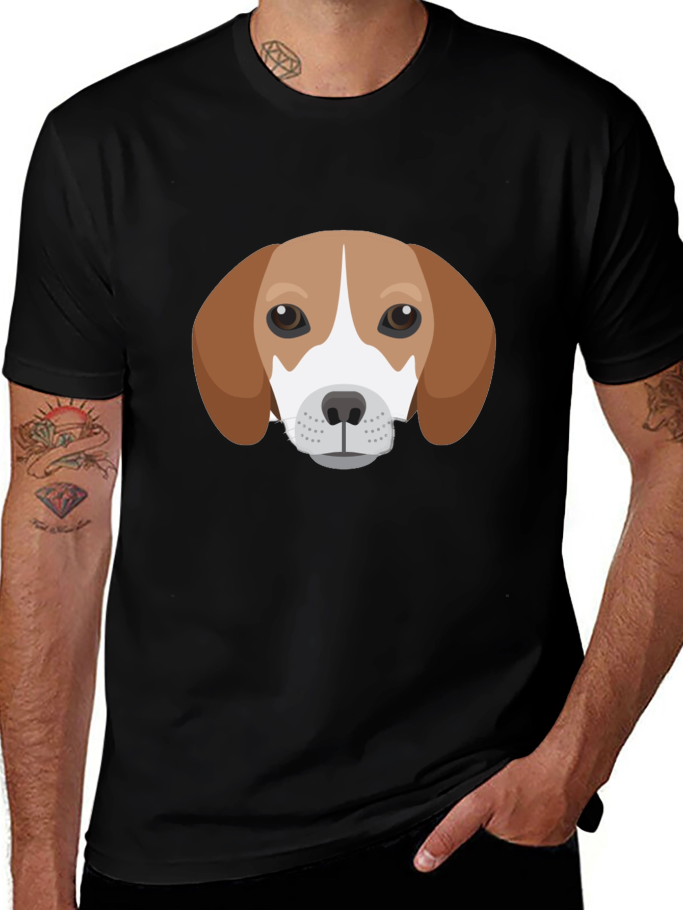 Variant 24 of Dog Face Graphic Tee - Black Casual T-Shirt