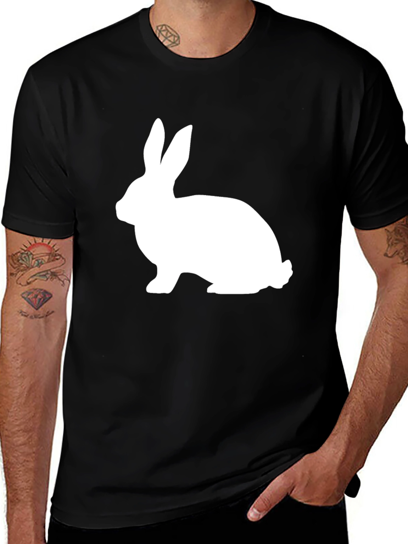 Variant 16 of Rabbit Graphic Tee - Classic Black Cotton T-Shirt