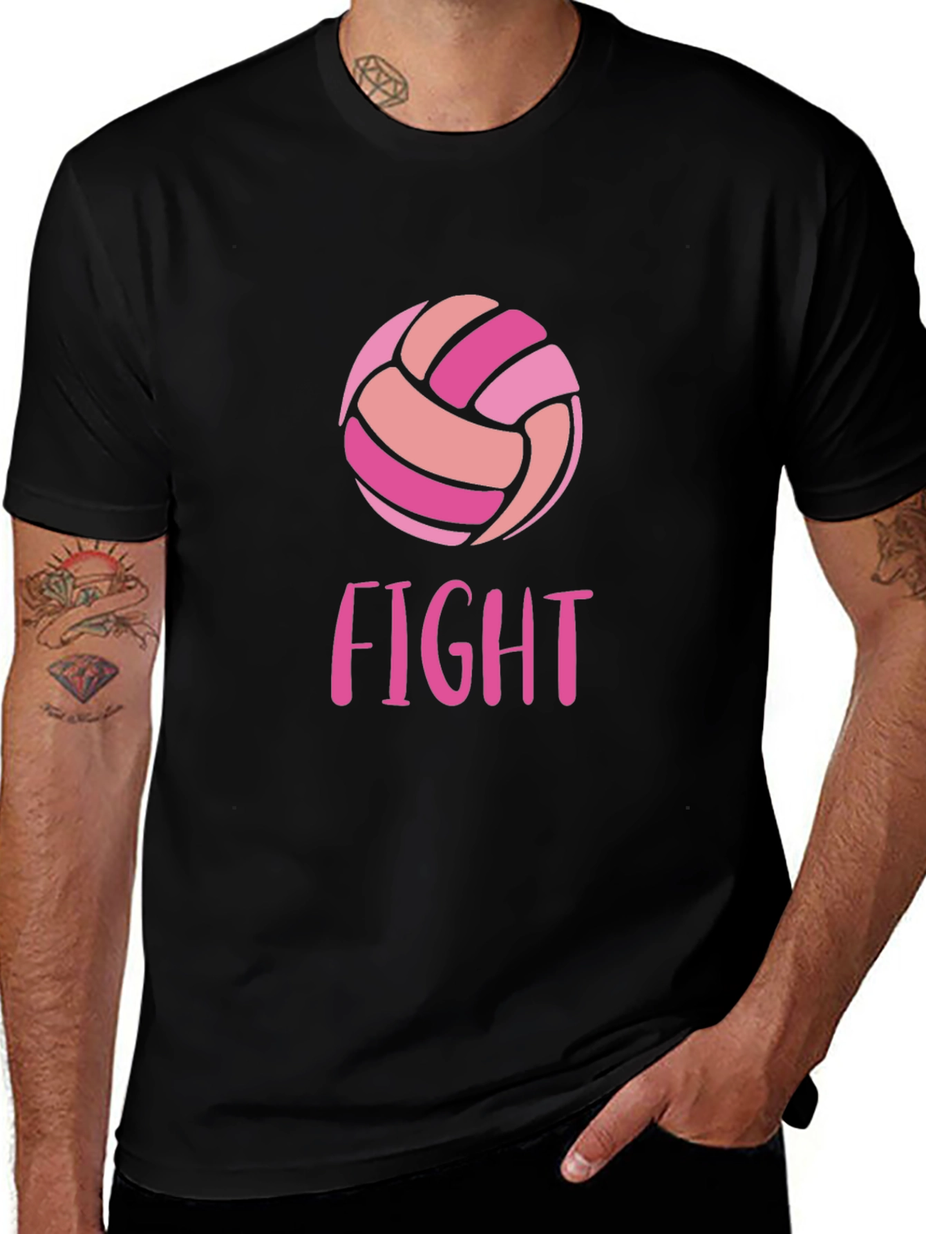Variant 5 of Volleyball Fight T-Shirt Breast Cancer Awareness