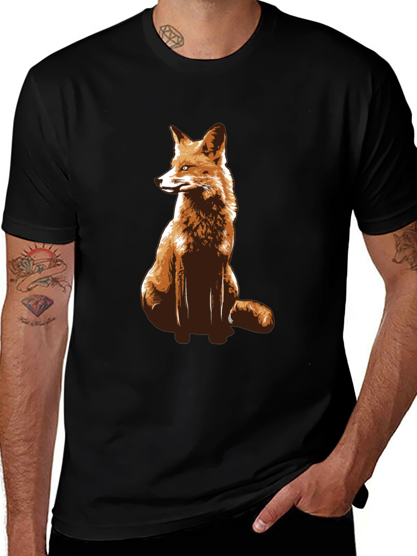 Variant 13 of Fox Graphic Print Black T-Shirt