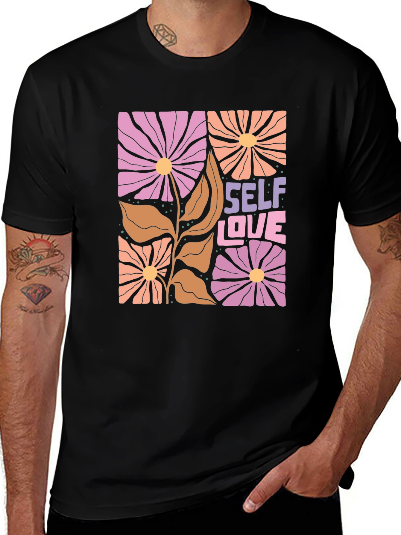 Variant 21 of Self Love Floral Graphic Tee - Comfort & Style