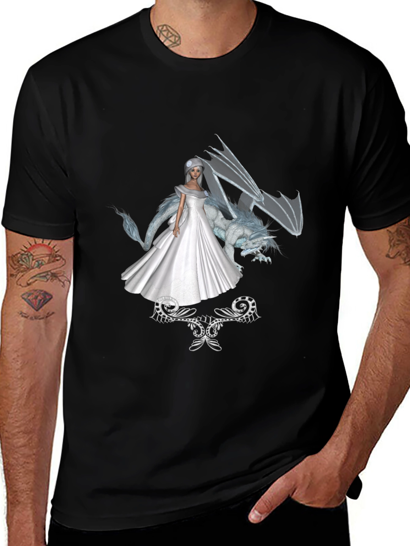 Variant 23 of Fantasy Bride and Dragon Graphic Tee