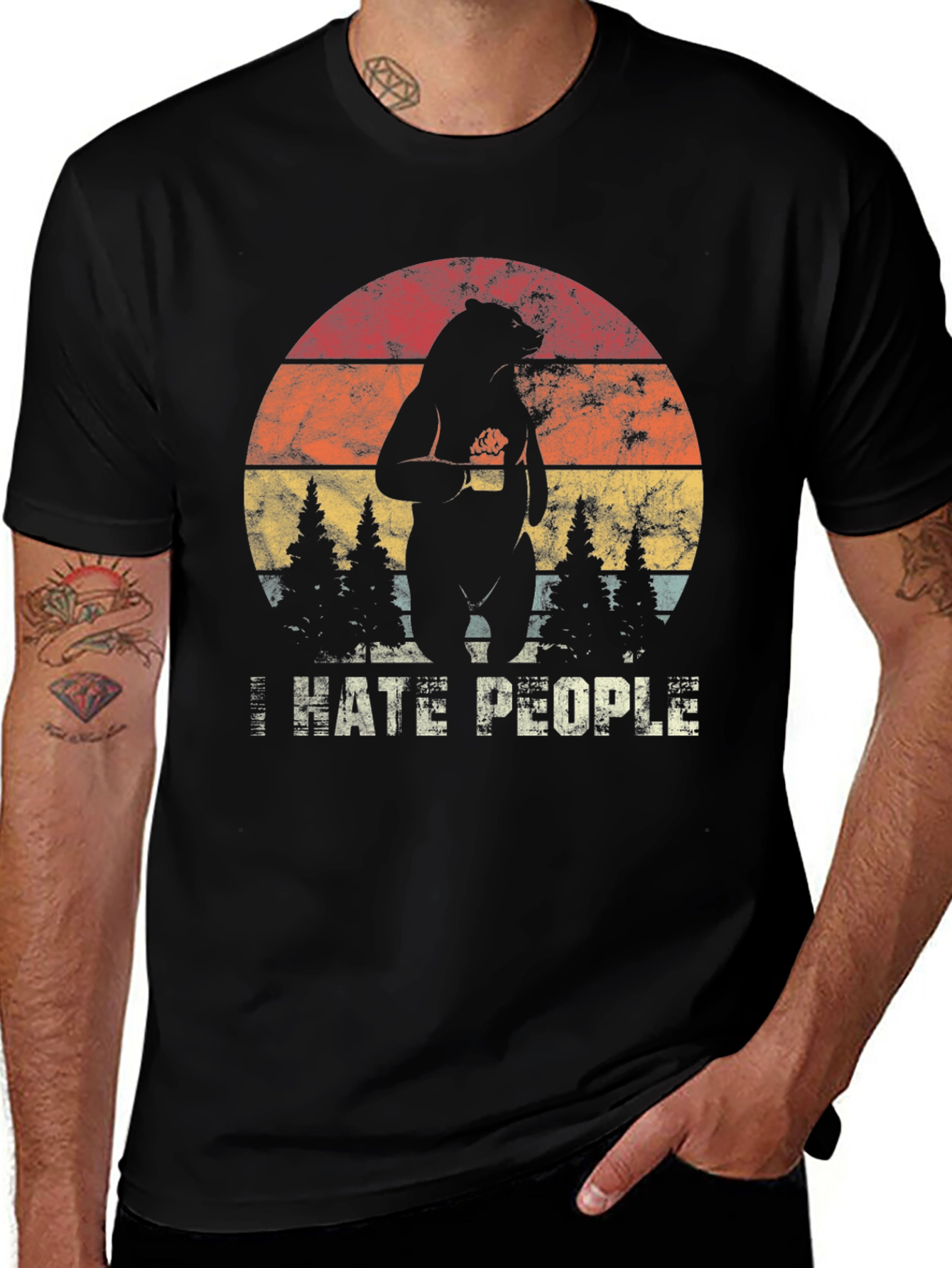 Variant 6 of I Hate People Bear Graphic T-Shirt