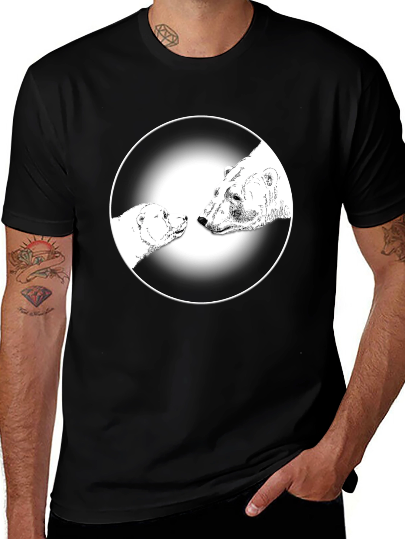 Variant 13 of Polar Bear Mother and Cub Black T-Shirt