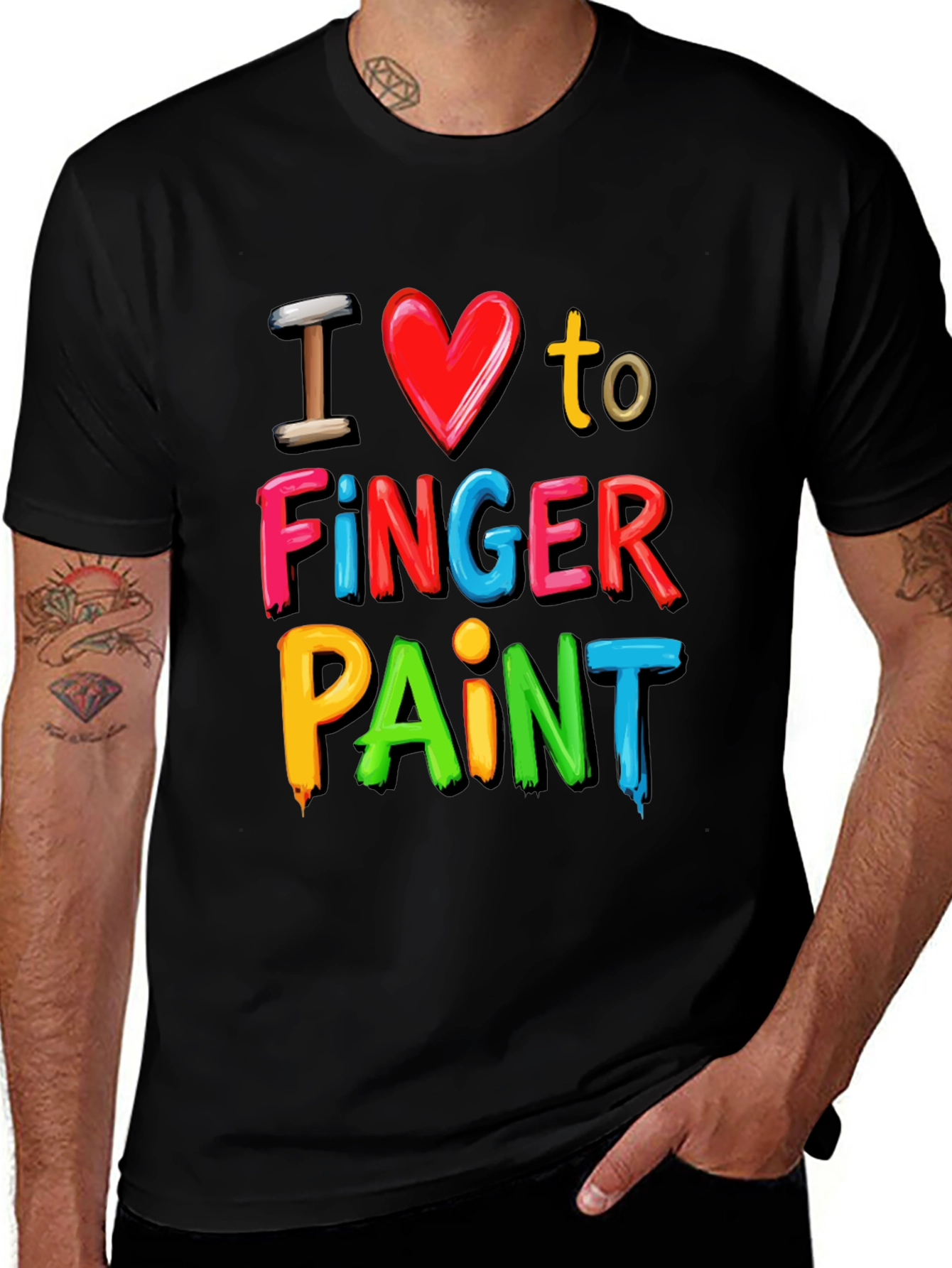 I Love to Finger Paint Black T-Shirt