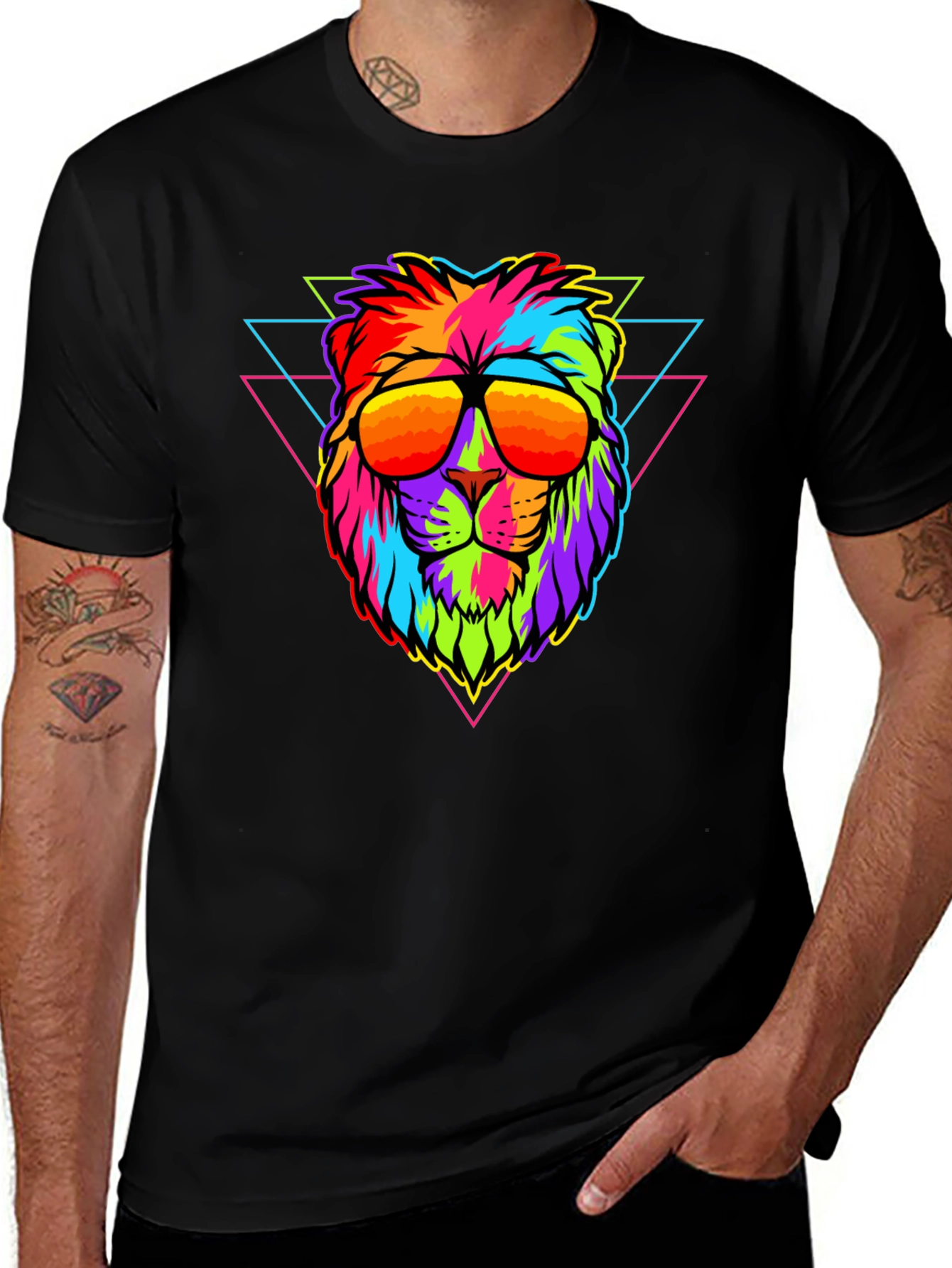 Variant 16 of Neon Lion Graphic T-Shirt - Cool & Unique Design