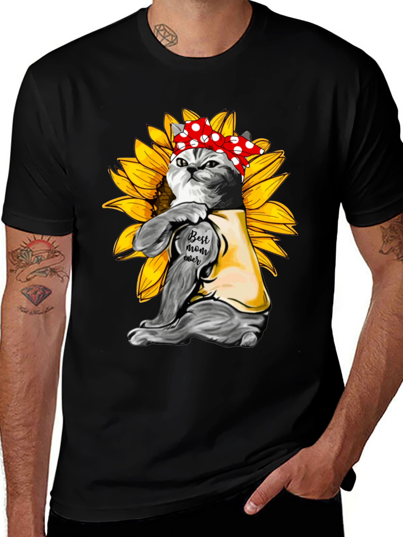 Variant 8 of Cat Mom T-Shirt - Sunflower Power