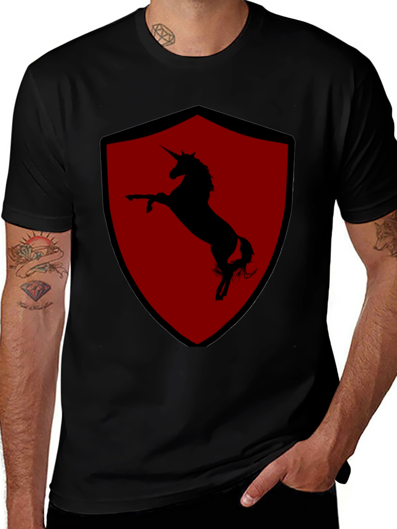Variant 16 of Unicorn Shield T-Shirt - Black