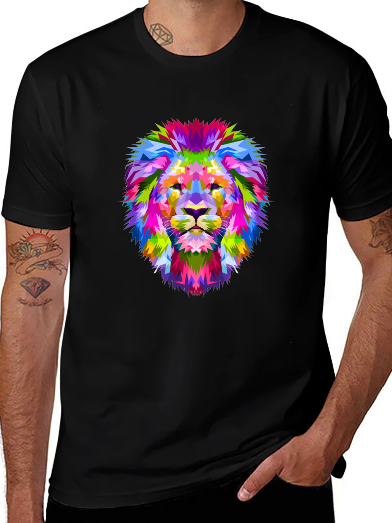 Variant 12 of Vibrant Lion Head Graphic Tee - Stylish Animal Print Shirt