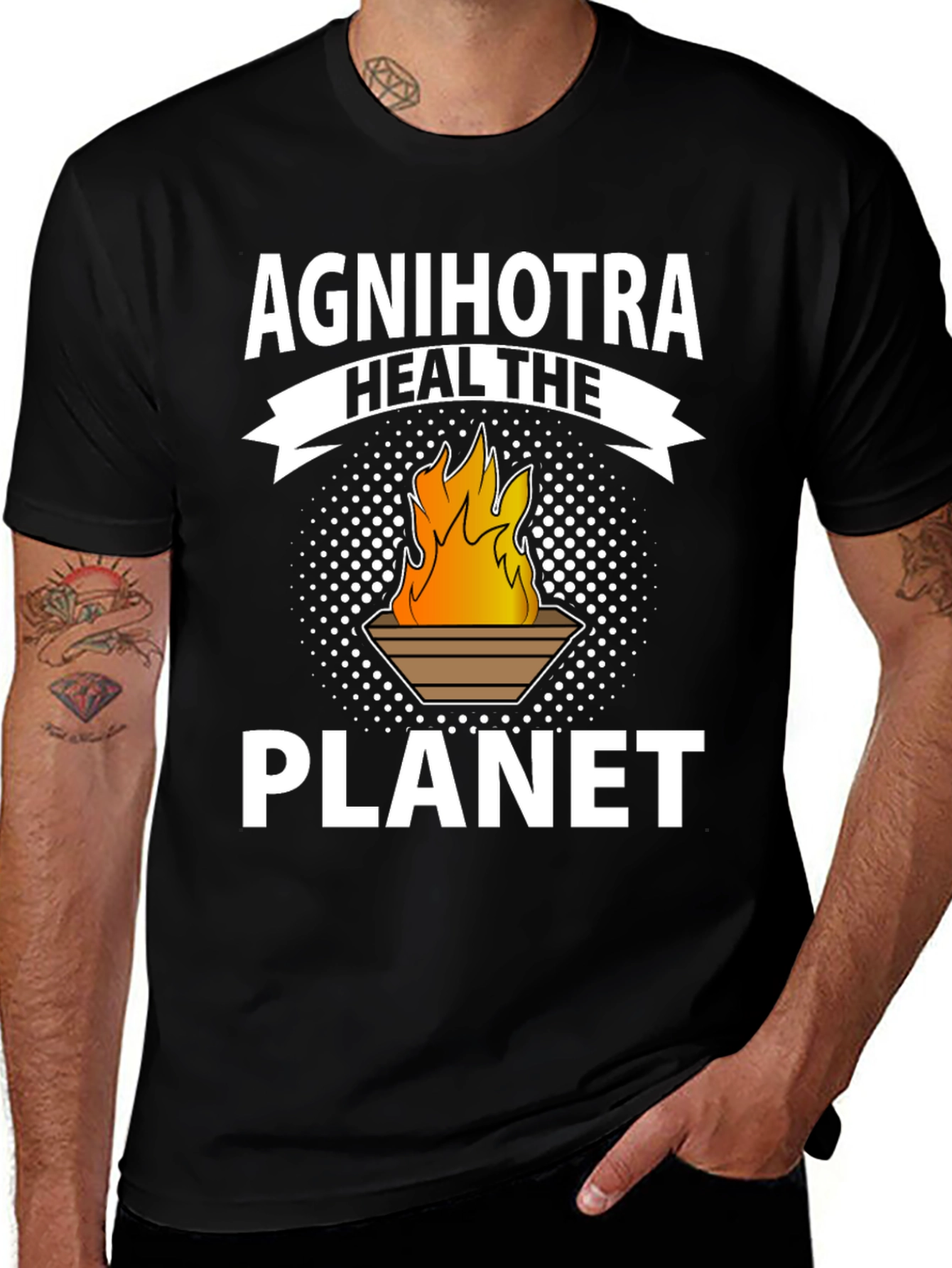 Agnihotra Heal the Planet Black T-Shirt