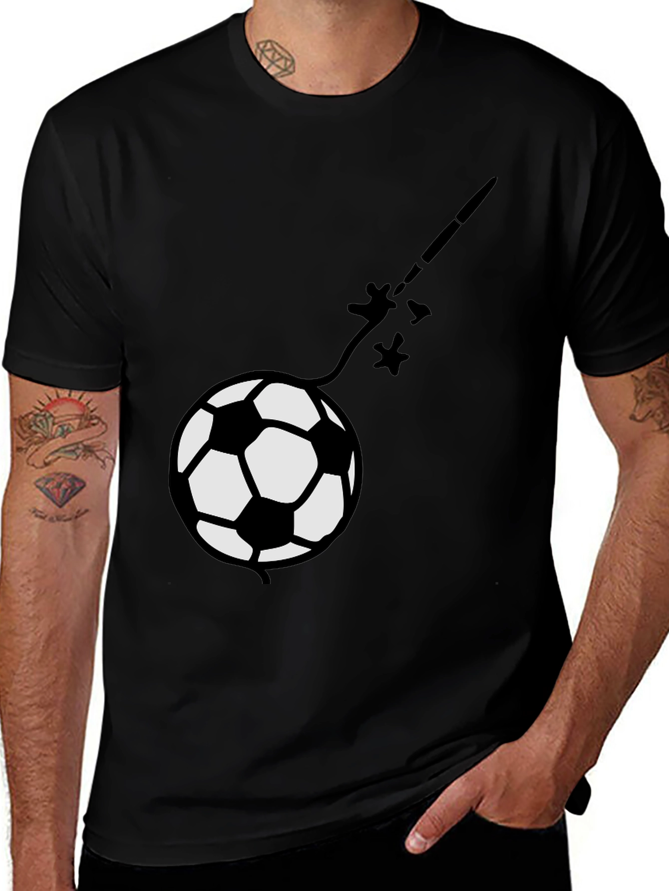 Variant 26 of Soccer Ball T-Shirt - Black Graphic Tee