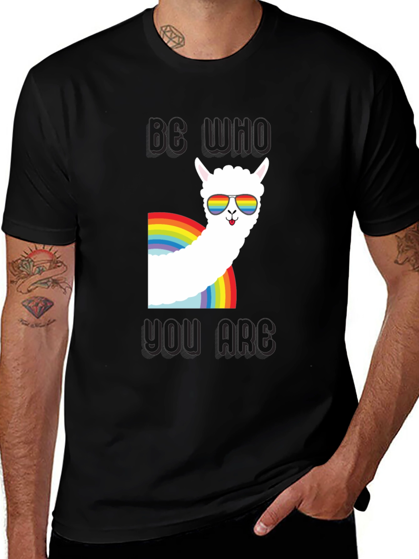 Variant 16 of Be Who You Are Llama Rainbow T-Shirt
