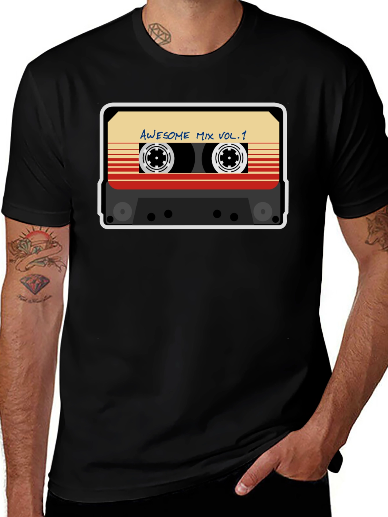Variant 25 of Awesome Mix Vol. 1 Retro Cassette Tape Graphic Tee