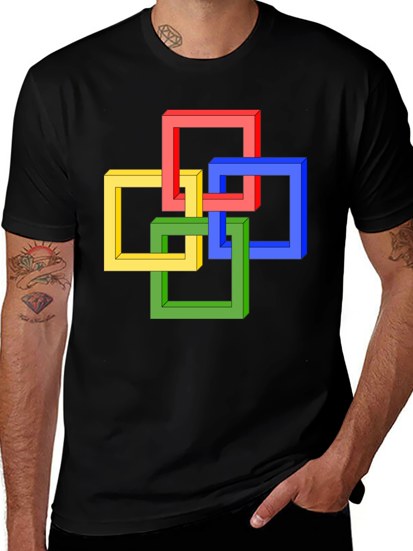 Variant 27 of Impossible Squares Graphic Tee - Black
