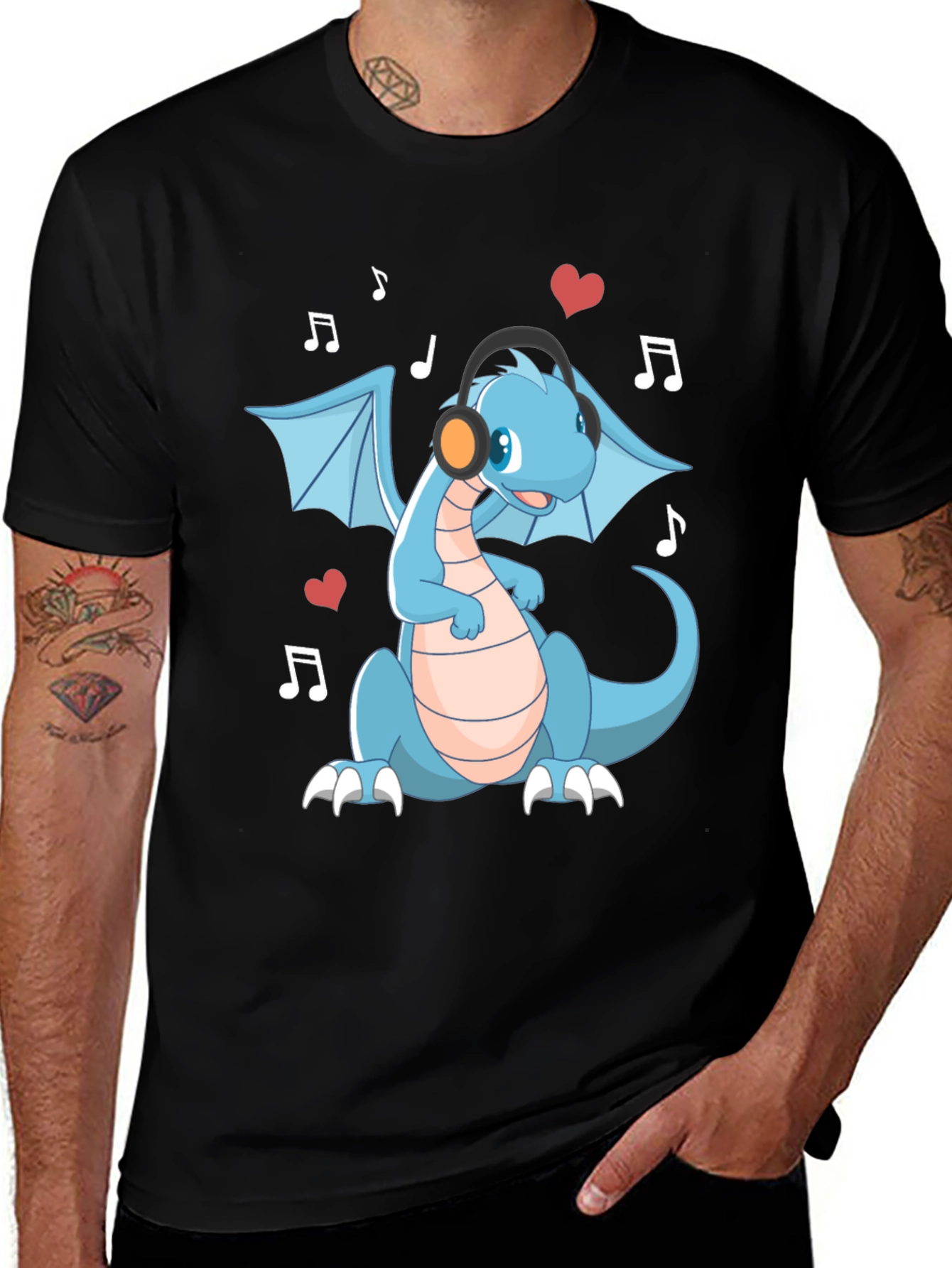 Variant 28 of Dragon Tunes T-Shirt - Music Loving Dragon